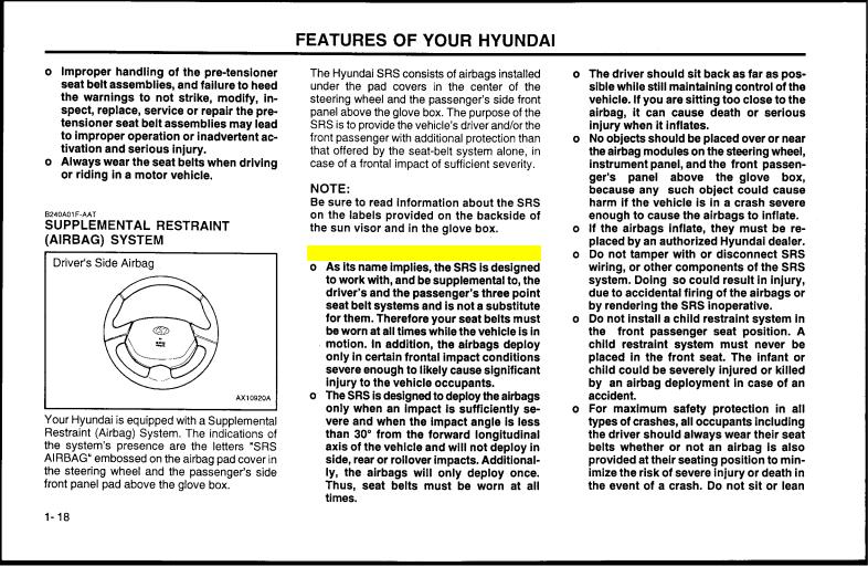 Hyundai Accent 2000 Owner's Manual