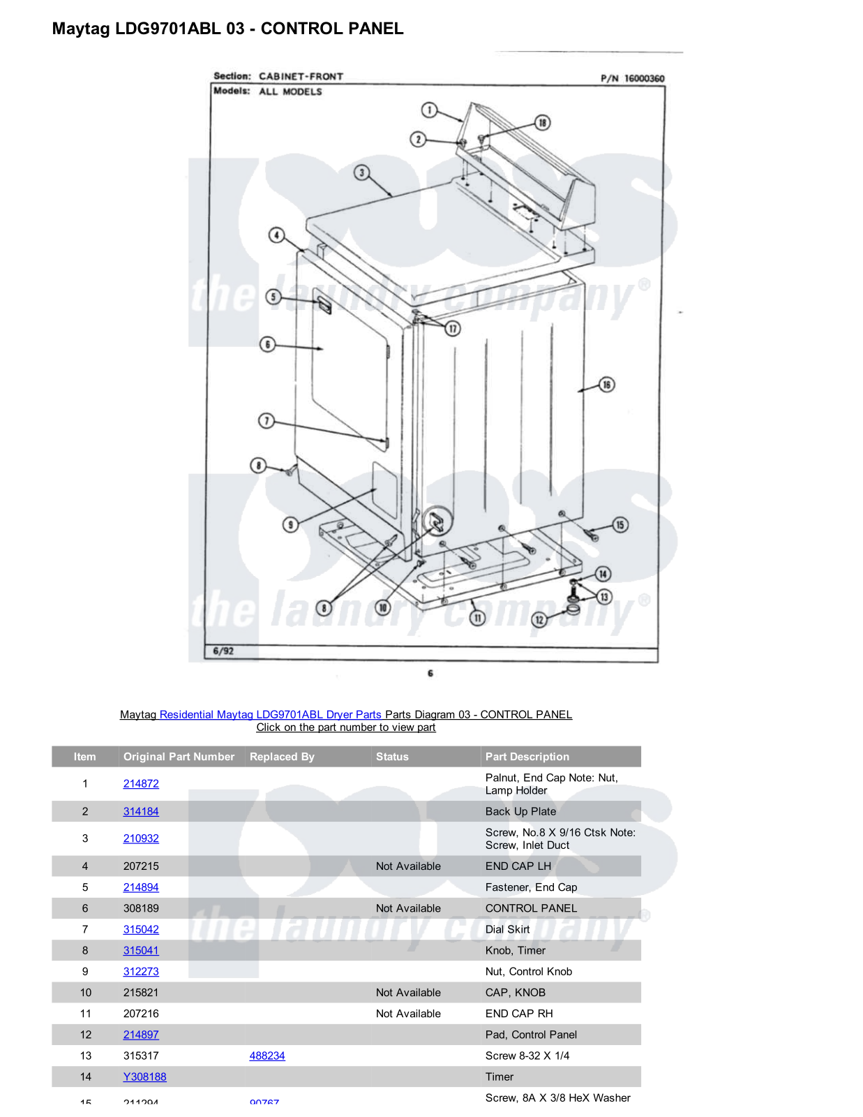 Maytag LDG9701ABL Parts Diagram