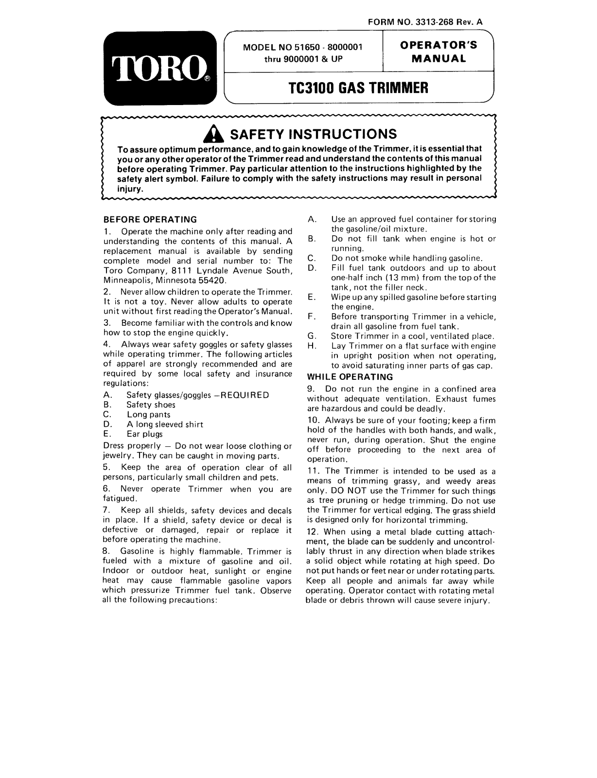 Toro 51650 Operator's Manual