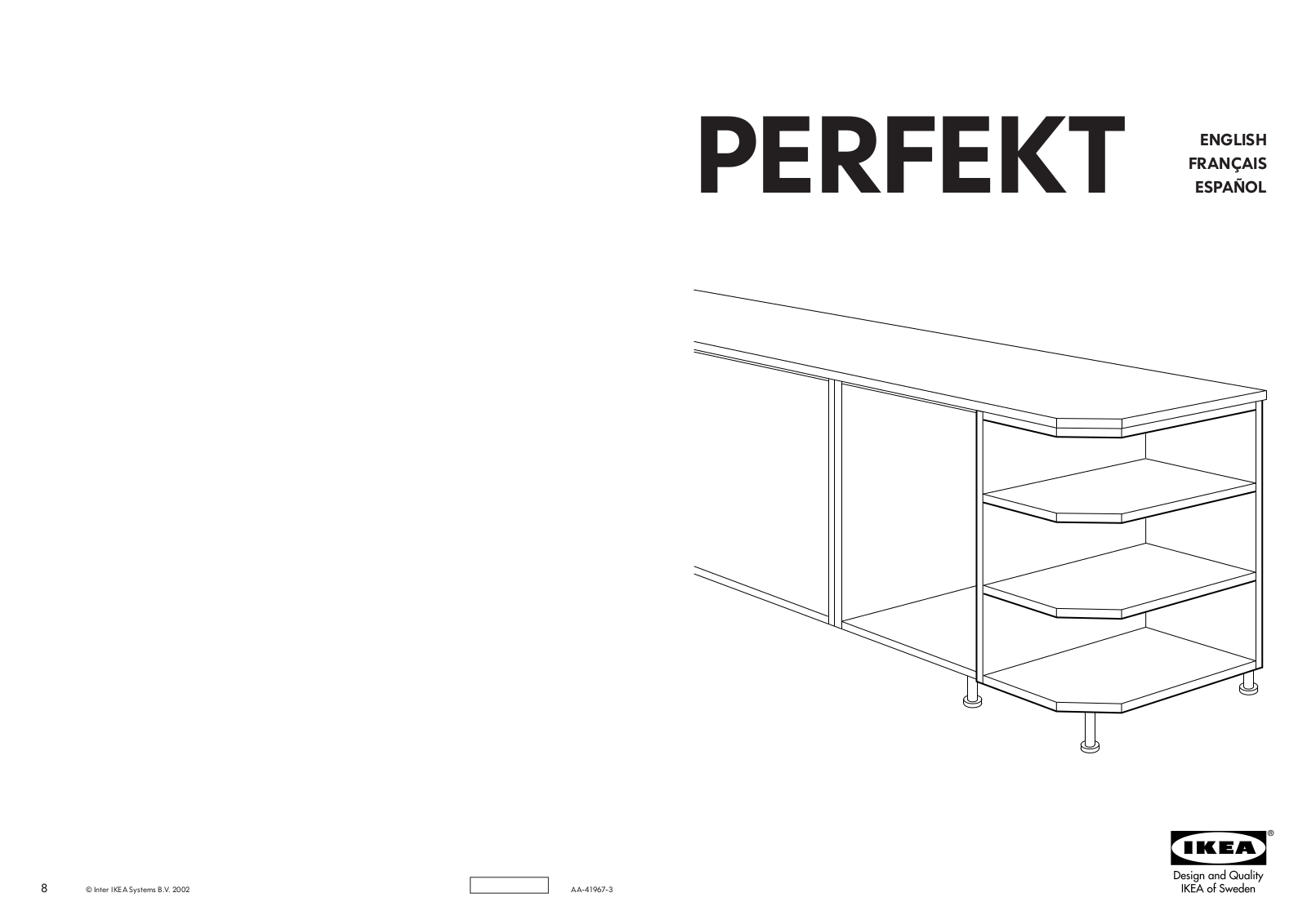 IKEA PERFEKT LILJE END BASE UNIT, PERFEKT END BAS UNIT 12X30, PERFEKT FAGERLAND END BASE UNIT, PERFEKT ASKOME END BASE UNIT 12X30, PERFEKT ÃDEL END BASE UNIT 12X30 Assembly Instruction