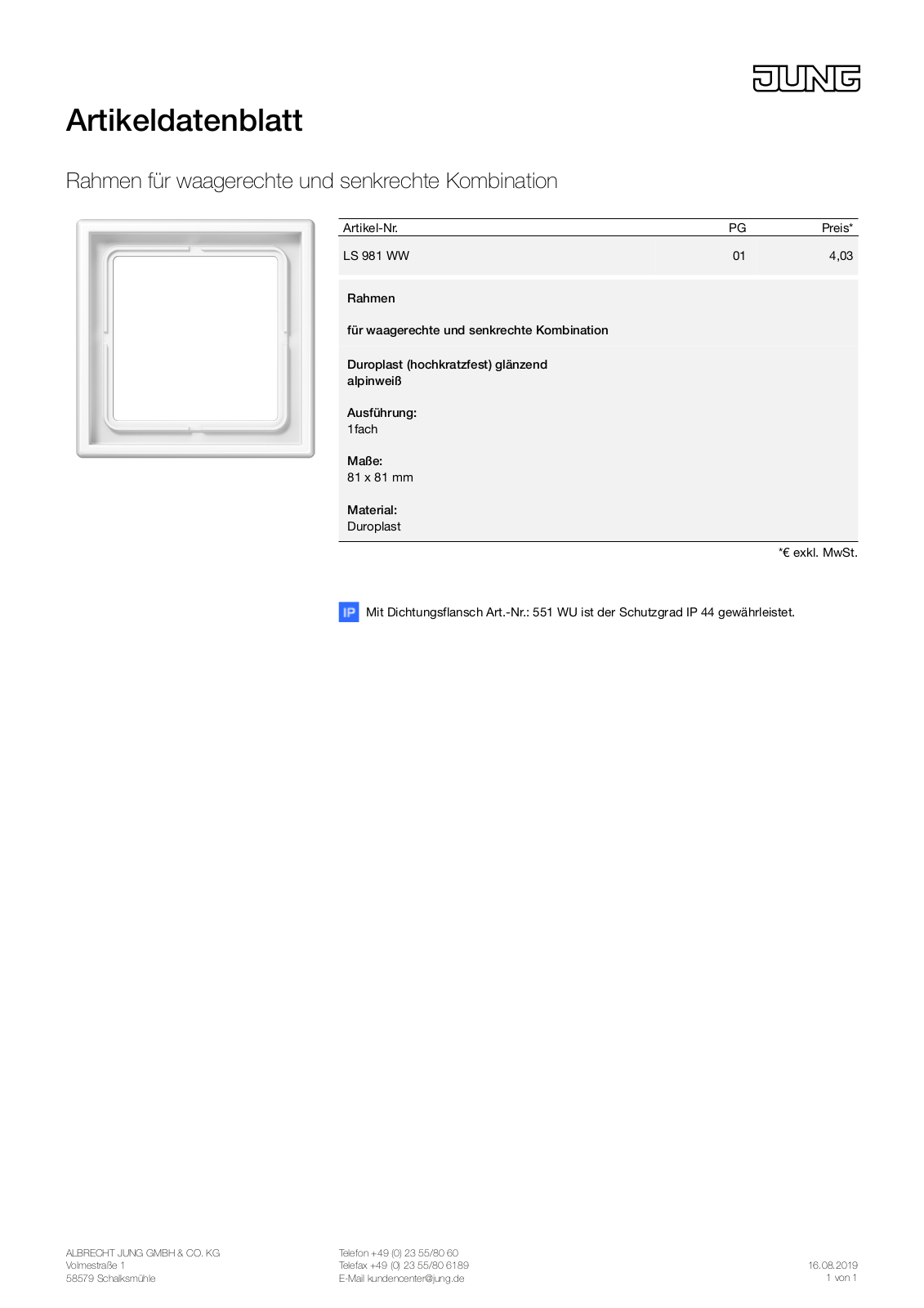 Jung LS 981 WW User Manual