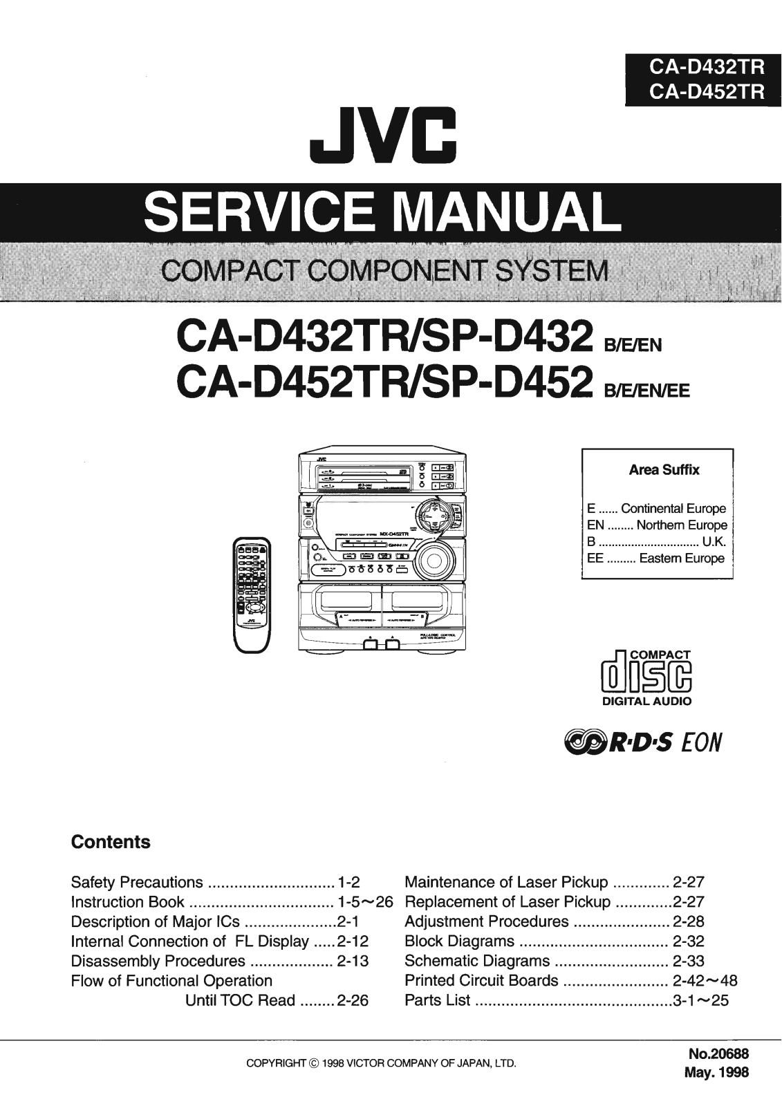 Jvc CA-D452-TR, CA-D432-TR Service Manual