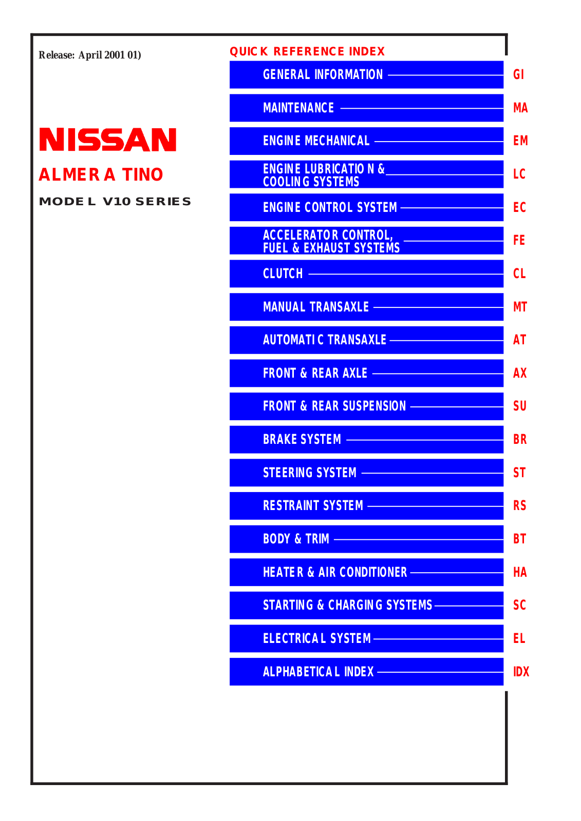 Nissan Almera Tino 2002 User Manual