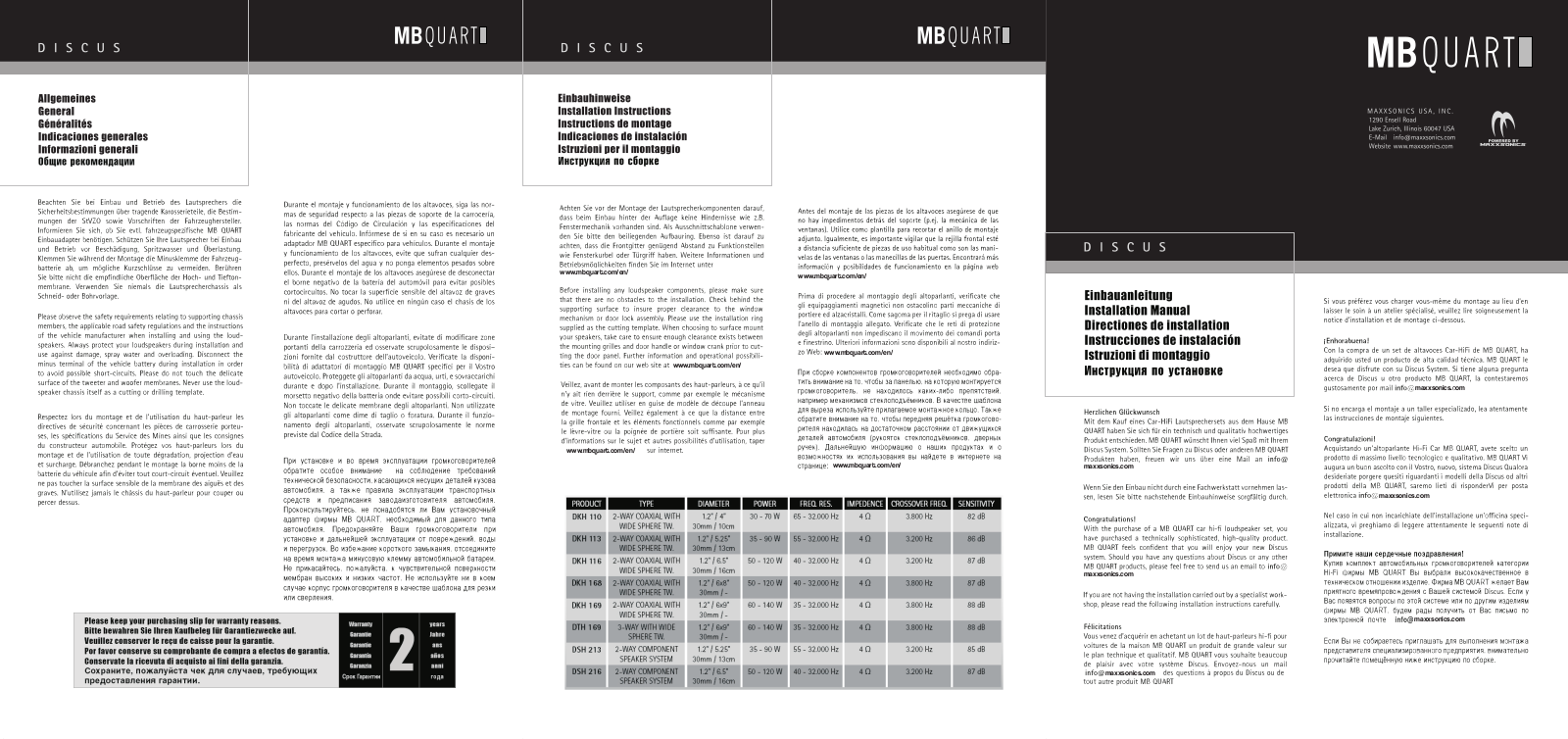 MB QUART DKH 110, DKH 113, DKH 116, DSH 216, DTH 169 User Manual - ManualMachine.com