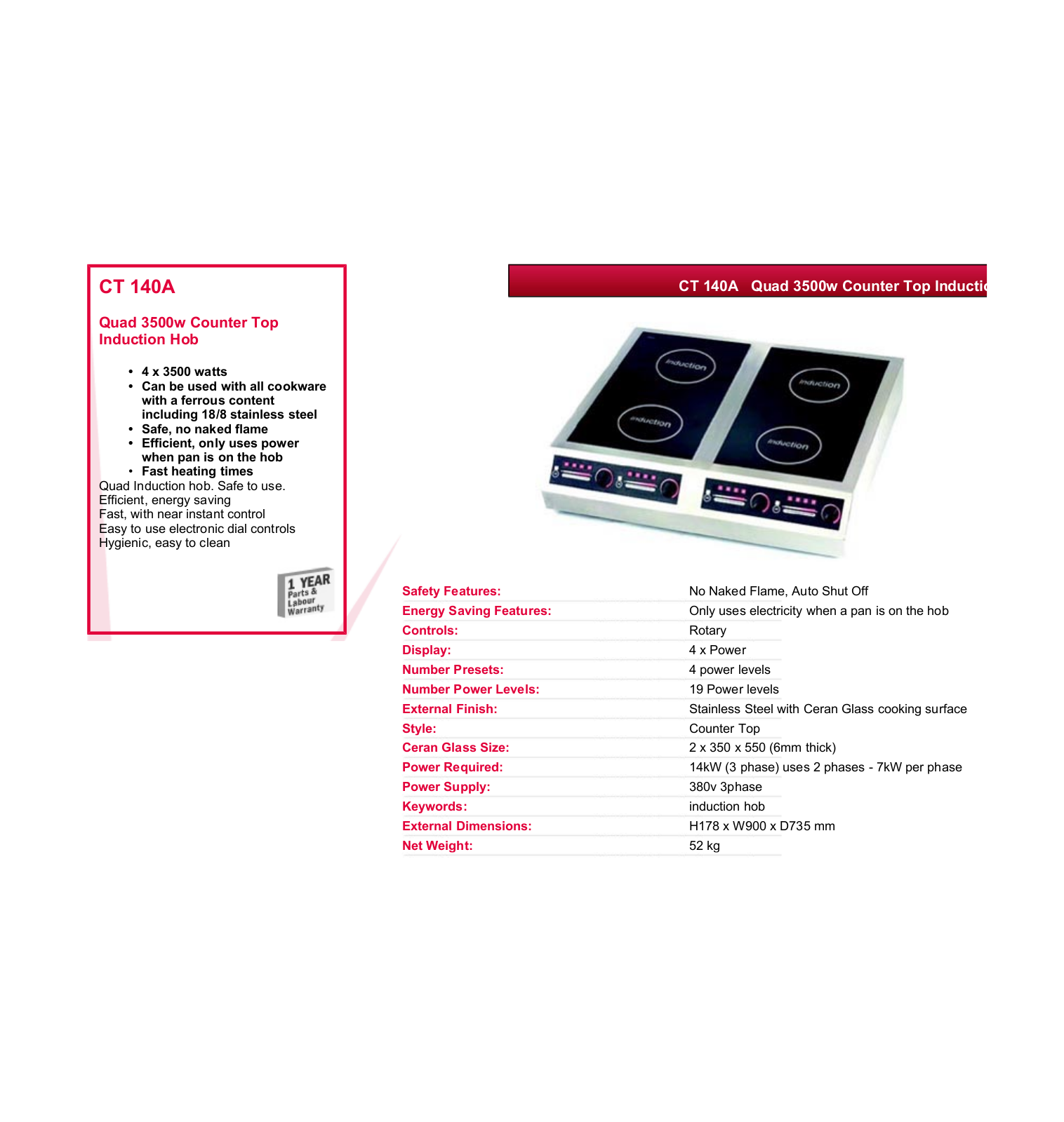 Valera CT 140A DATASHEET