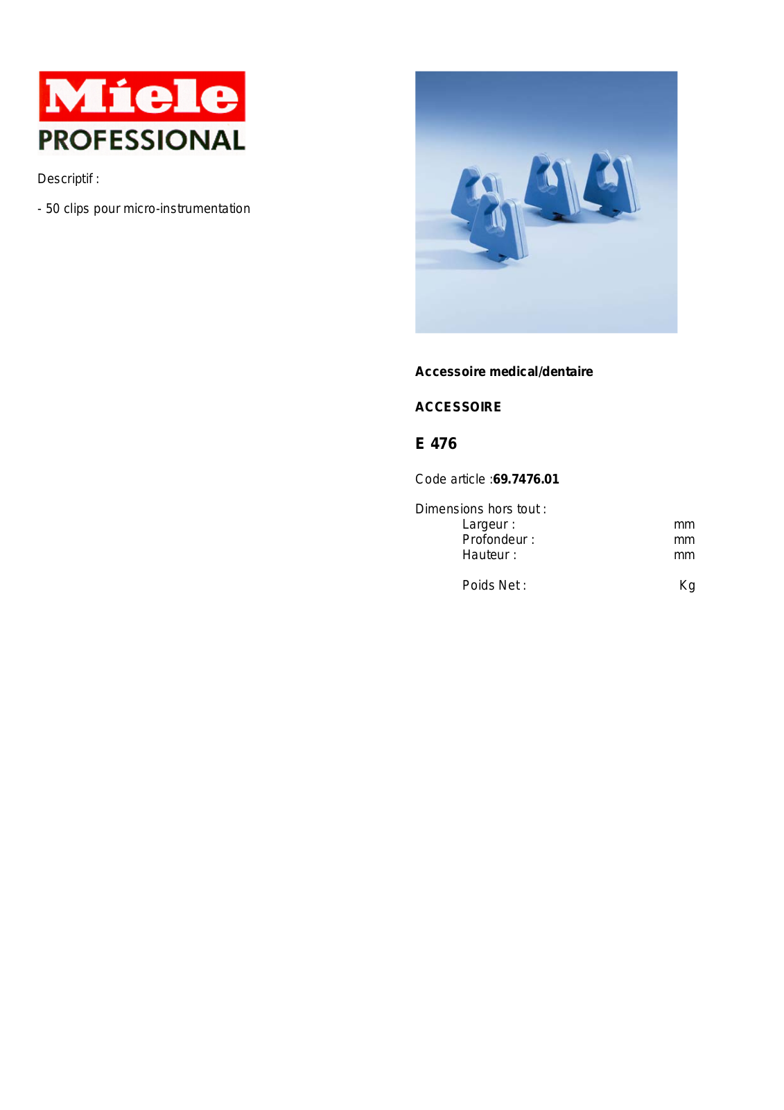 MIELE E 476 DESCRIPTIF User Manual - ManualMachine.com