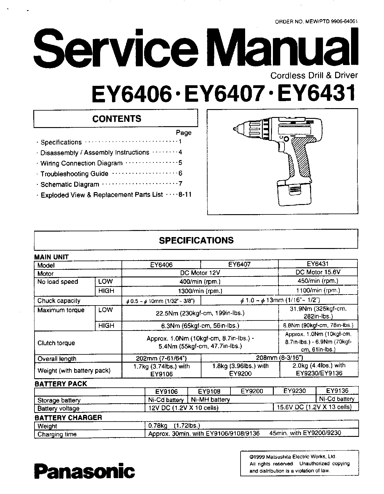 Panasonic EY6407, EY6431, EY6406 User Manual