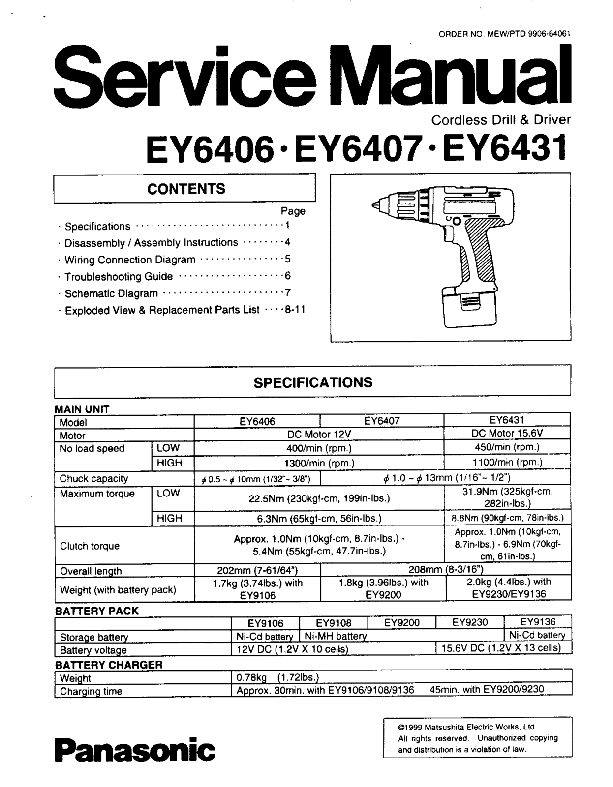 Panasonic EY6407, EY6431, EY6406 User Manual