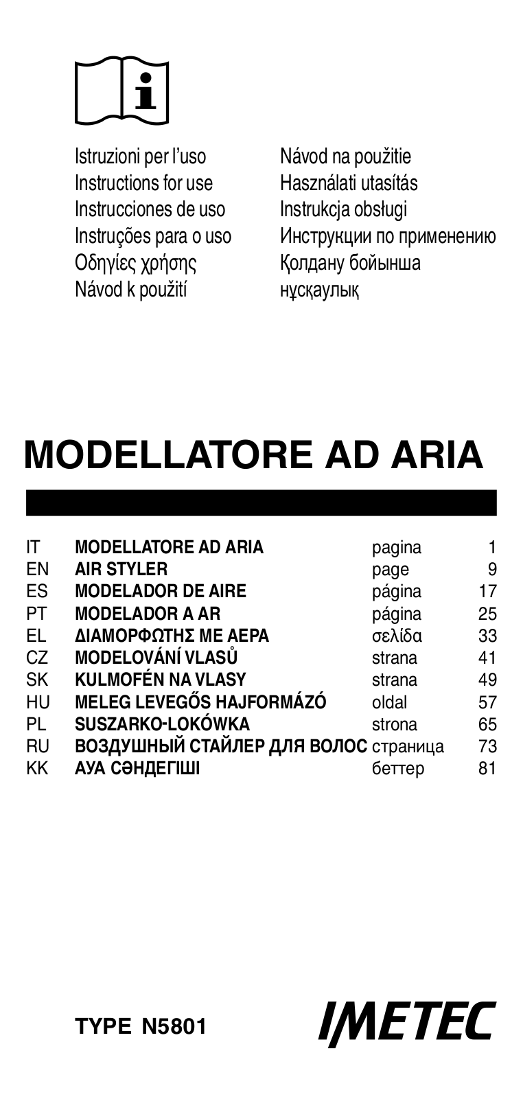 Bellissima N5801 User Manual