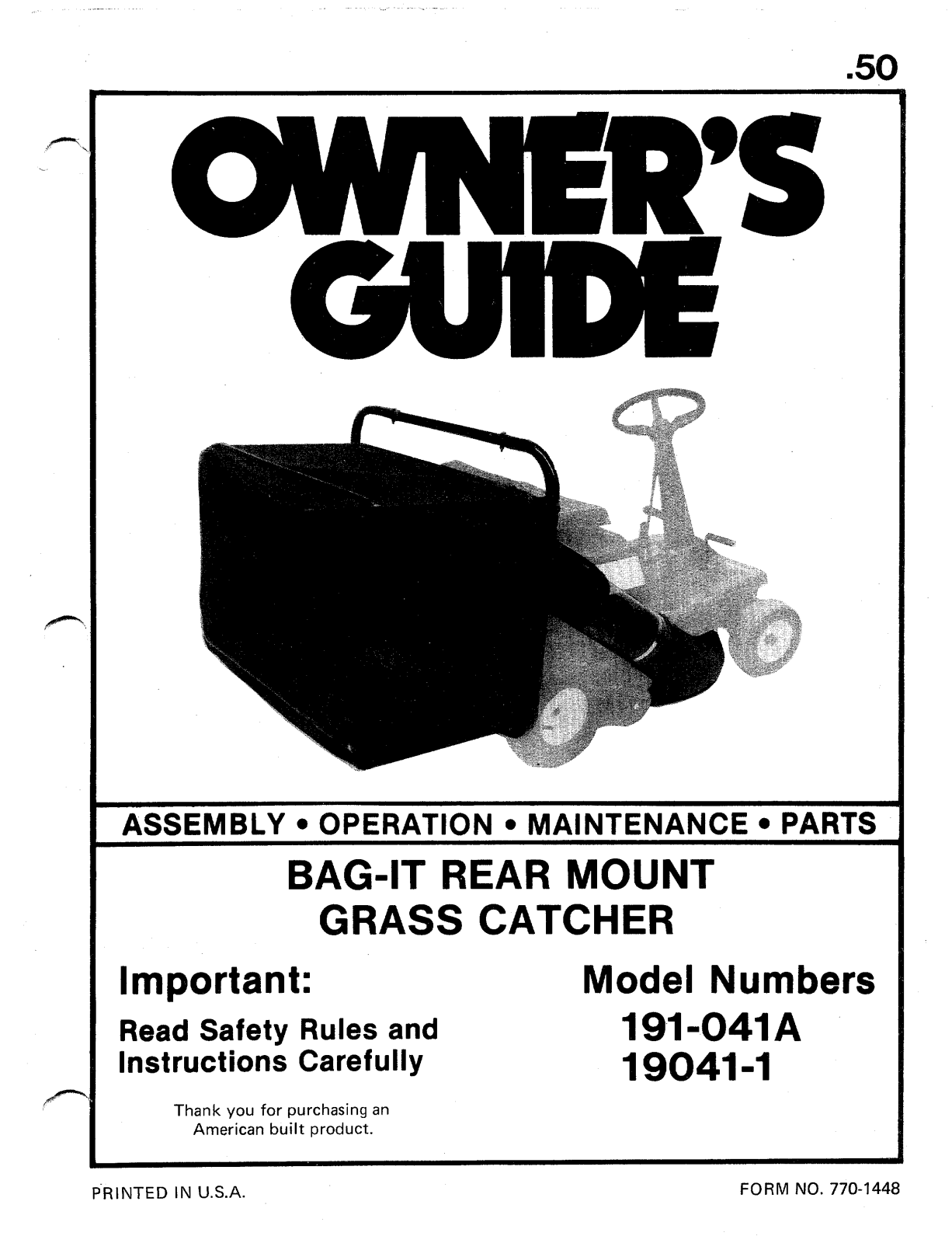 Bolens 190-041A, 191-041A, 19041-1 User Manual