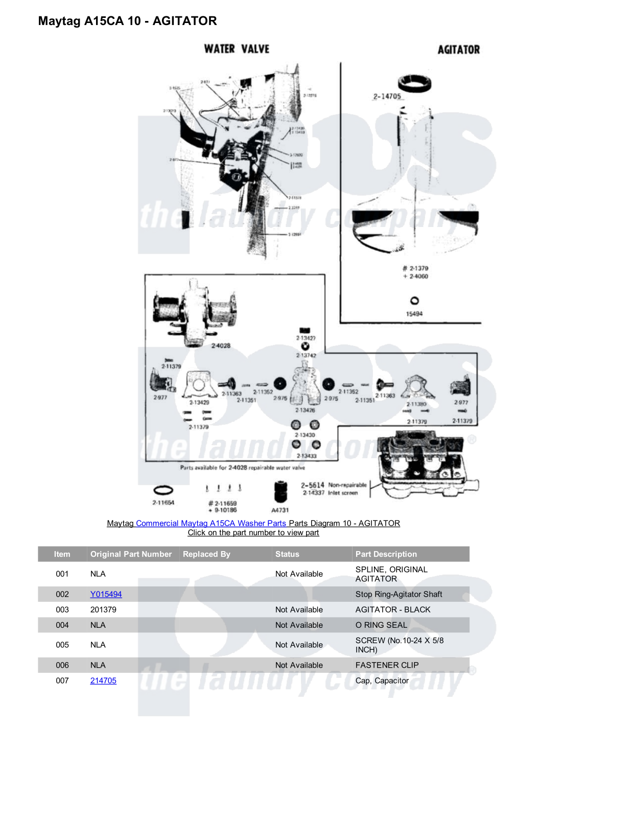 Maytag A15CA Parts Diagram