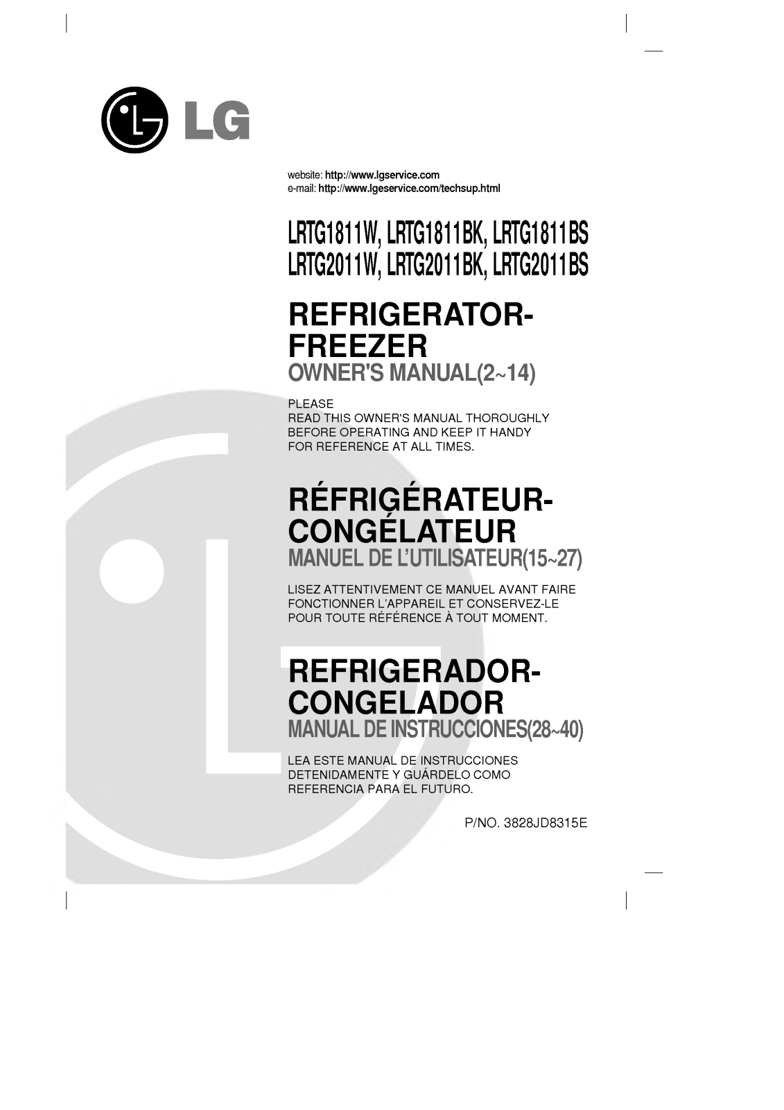 LG LRTG1811BS, LRTG2011W, LRTG1811BK, LRTG2011BS, LRTG2011BK User Manual