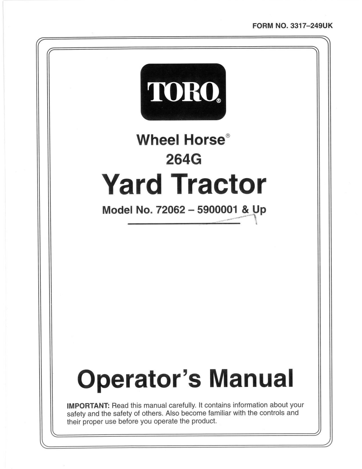 Toro 72062 Operator's Manual