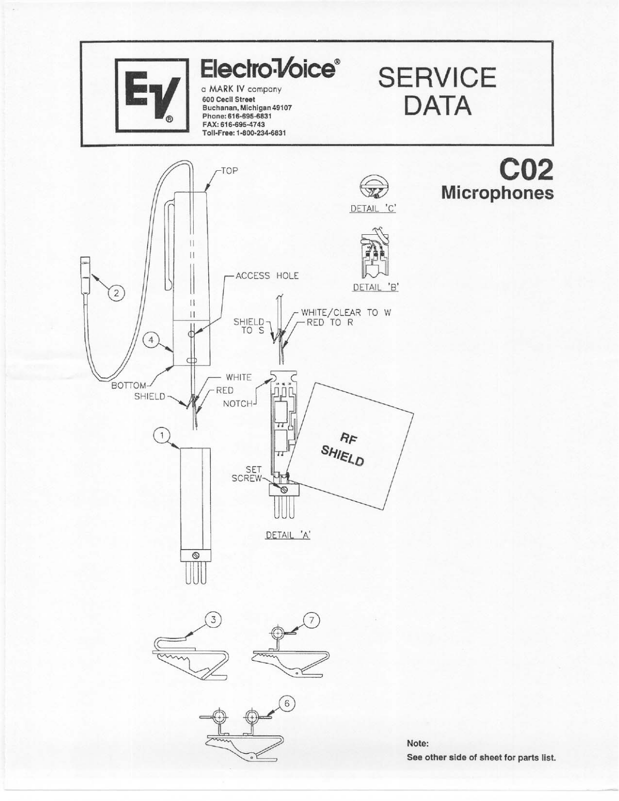 Electro-voice CO2 SERVICE DATA