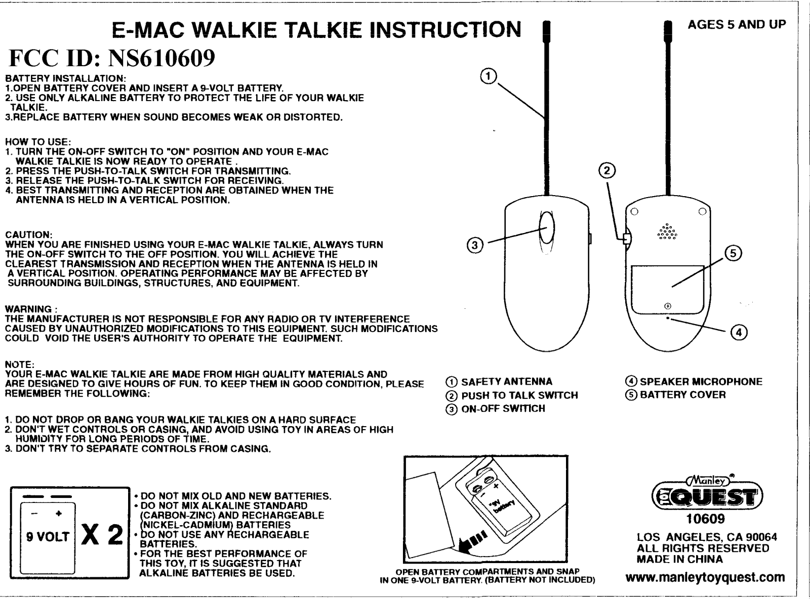 Manley Toys 10609 User Manual