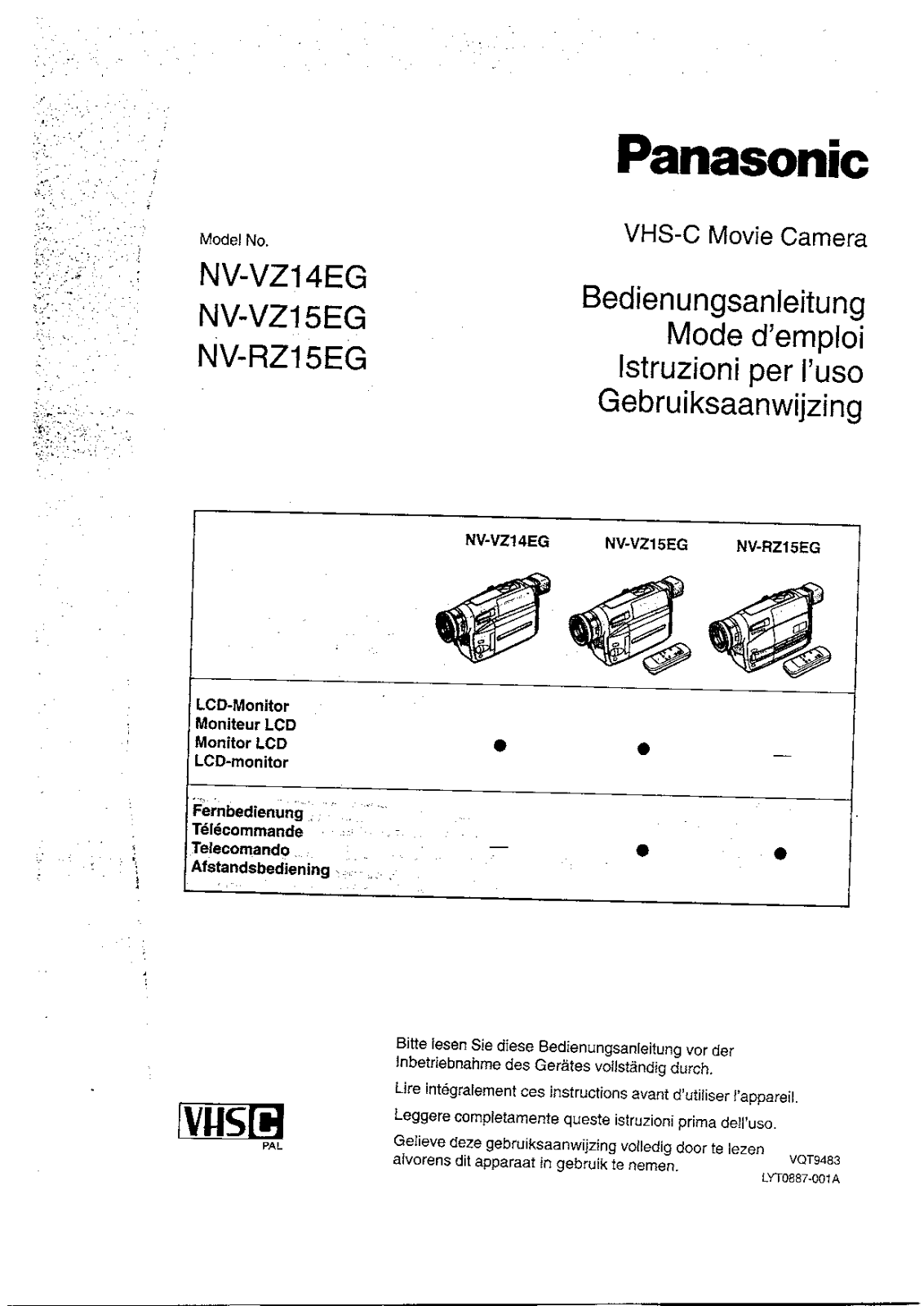 PANASONIC NV RZ15 EG Instruction Manual