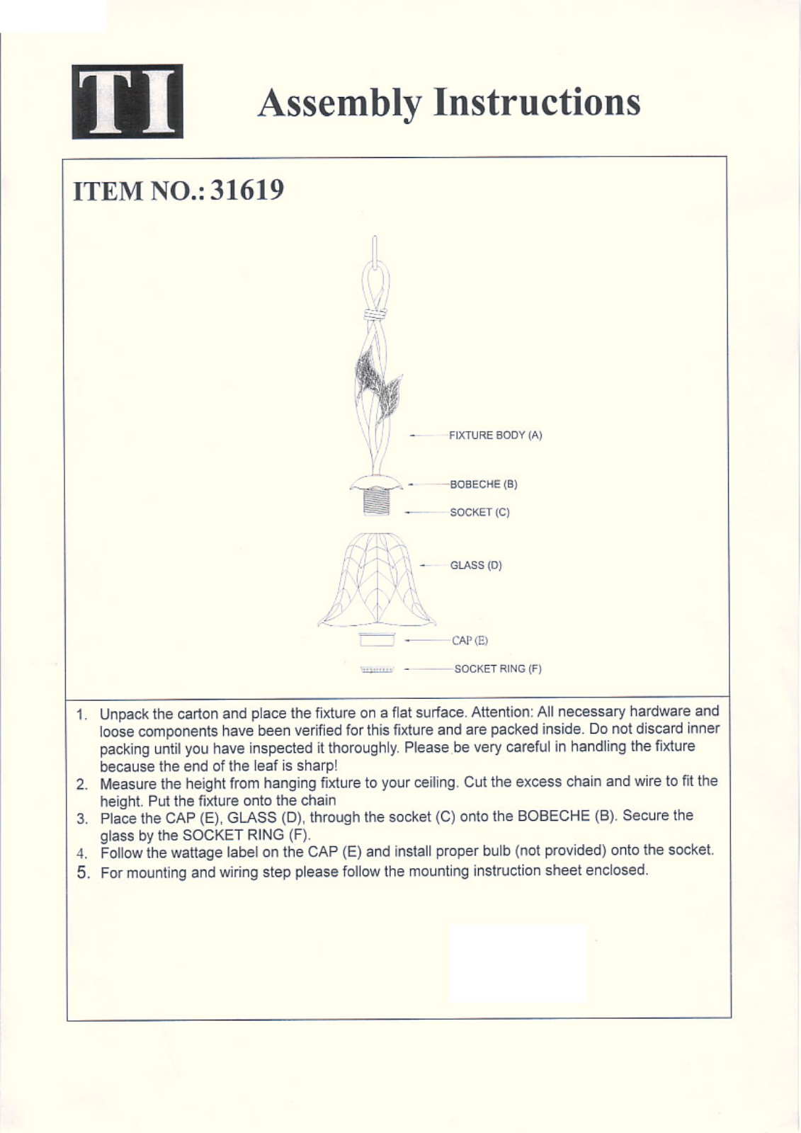 Triarch 31619 User Manual