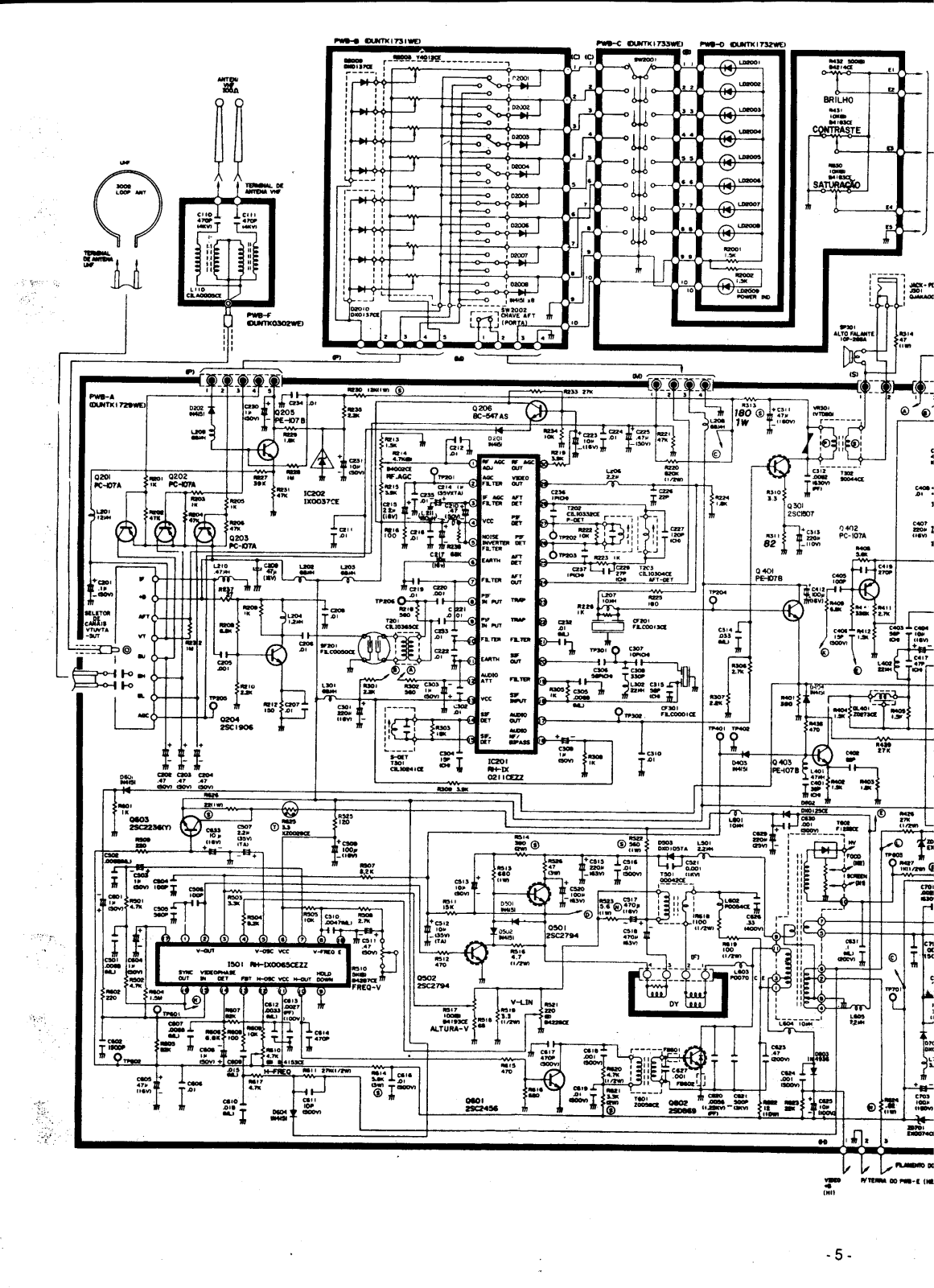 Sharp TVC-1404A, TVC-1484, TVC-1484A Schematic