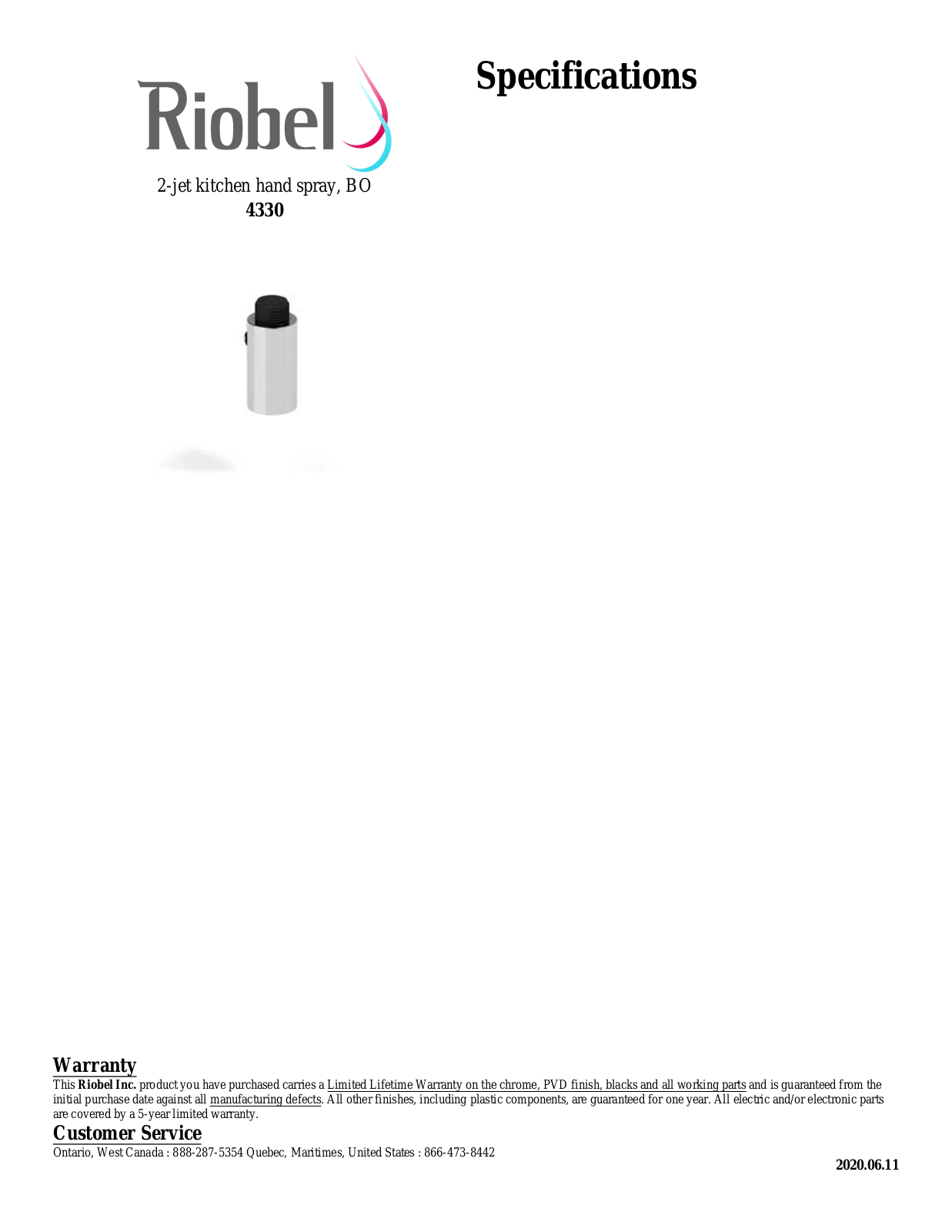 Riobel 4330SS Specifications - ManualMachine.com