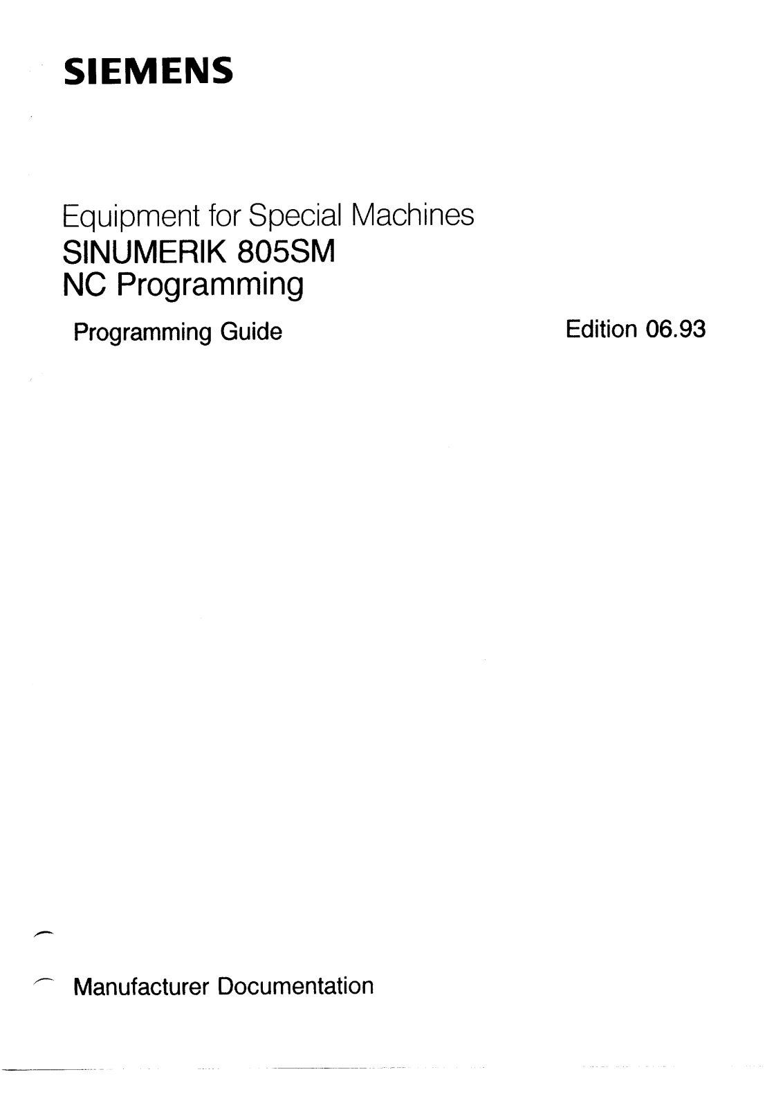 siemens 805SM Programming Guide