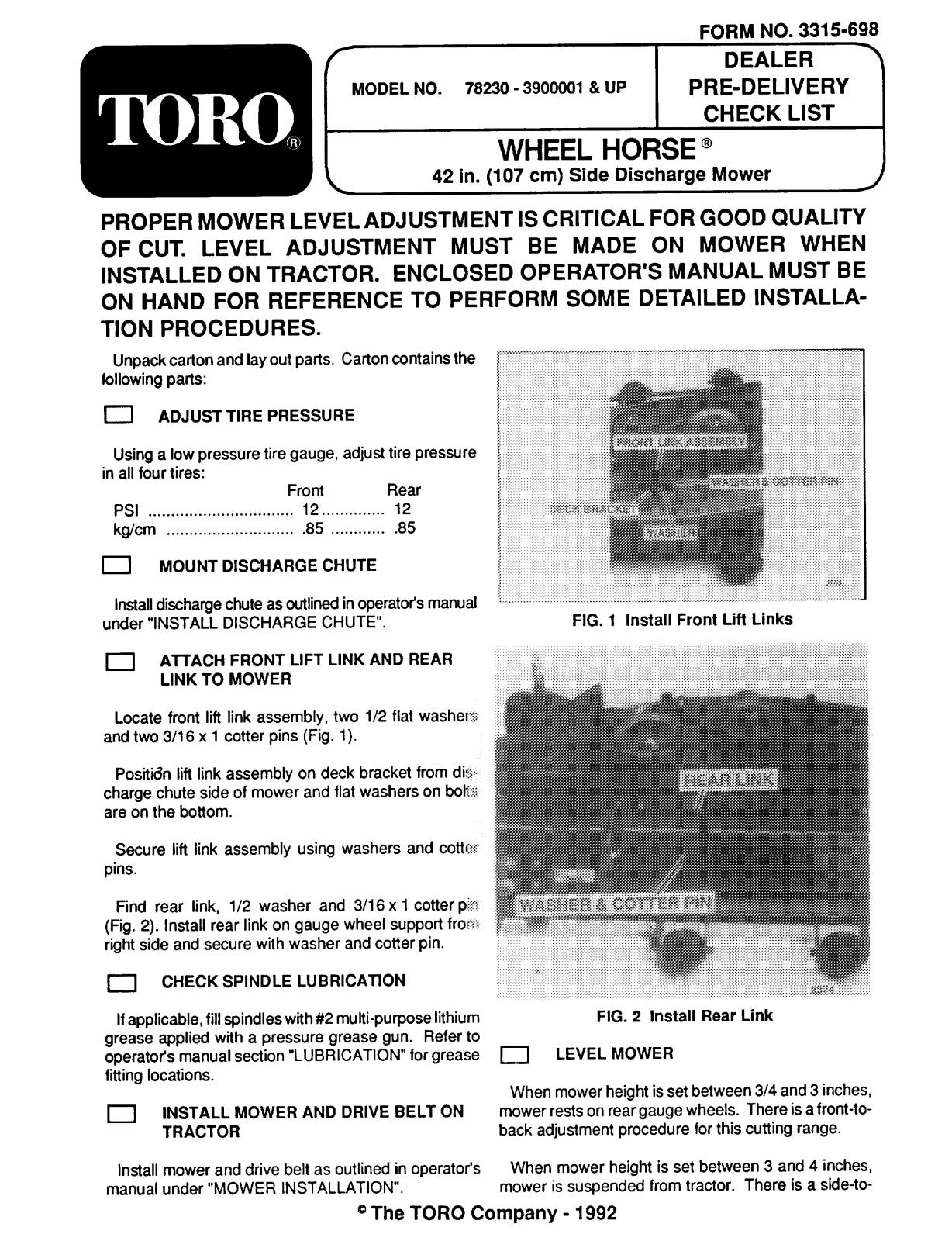 Toro 78230 Setup Instructions