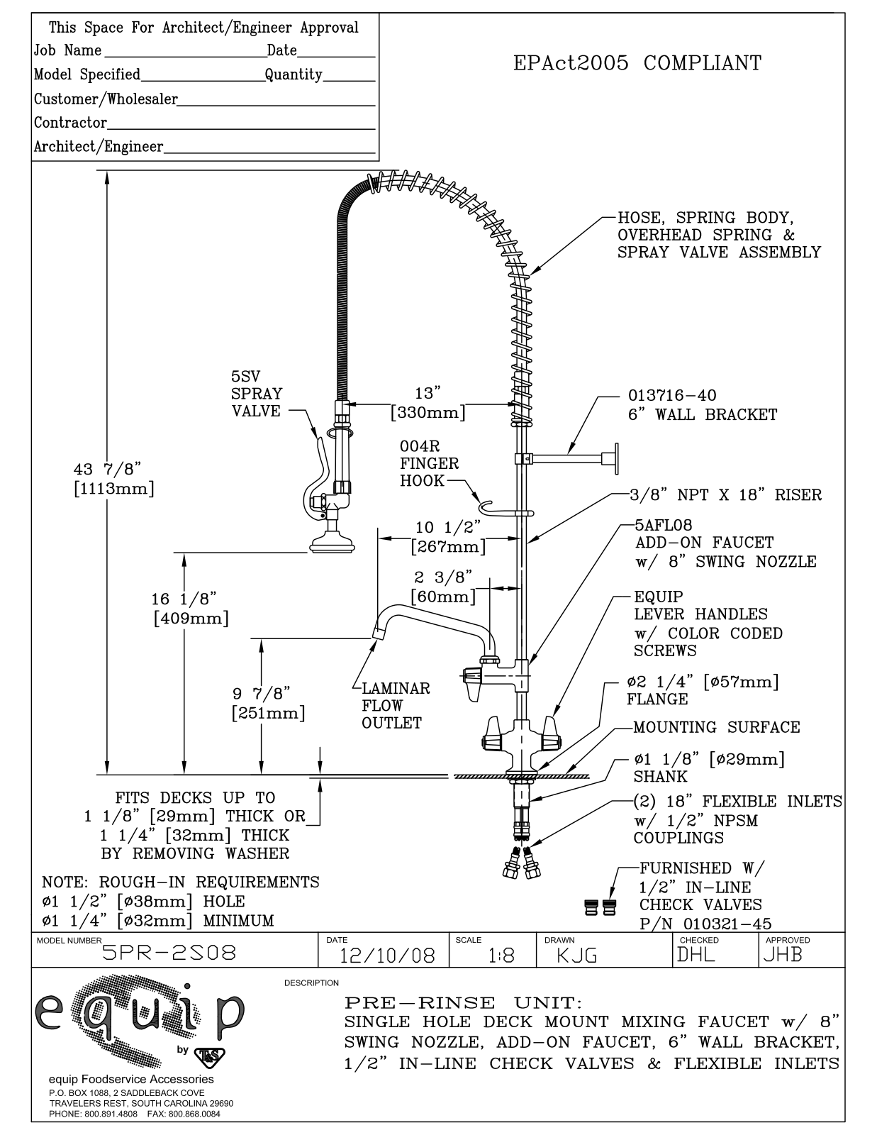 T&S Brass 5PR-2S08 User Manual