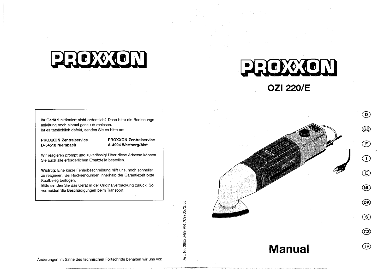 PROXXON OZI 220-E User Manual