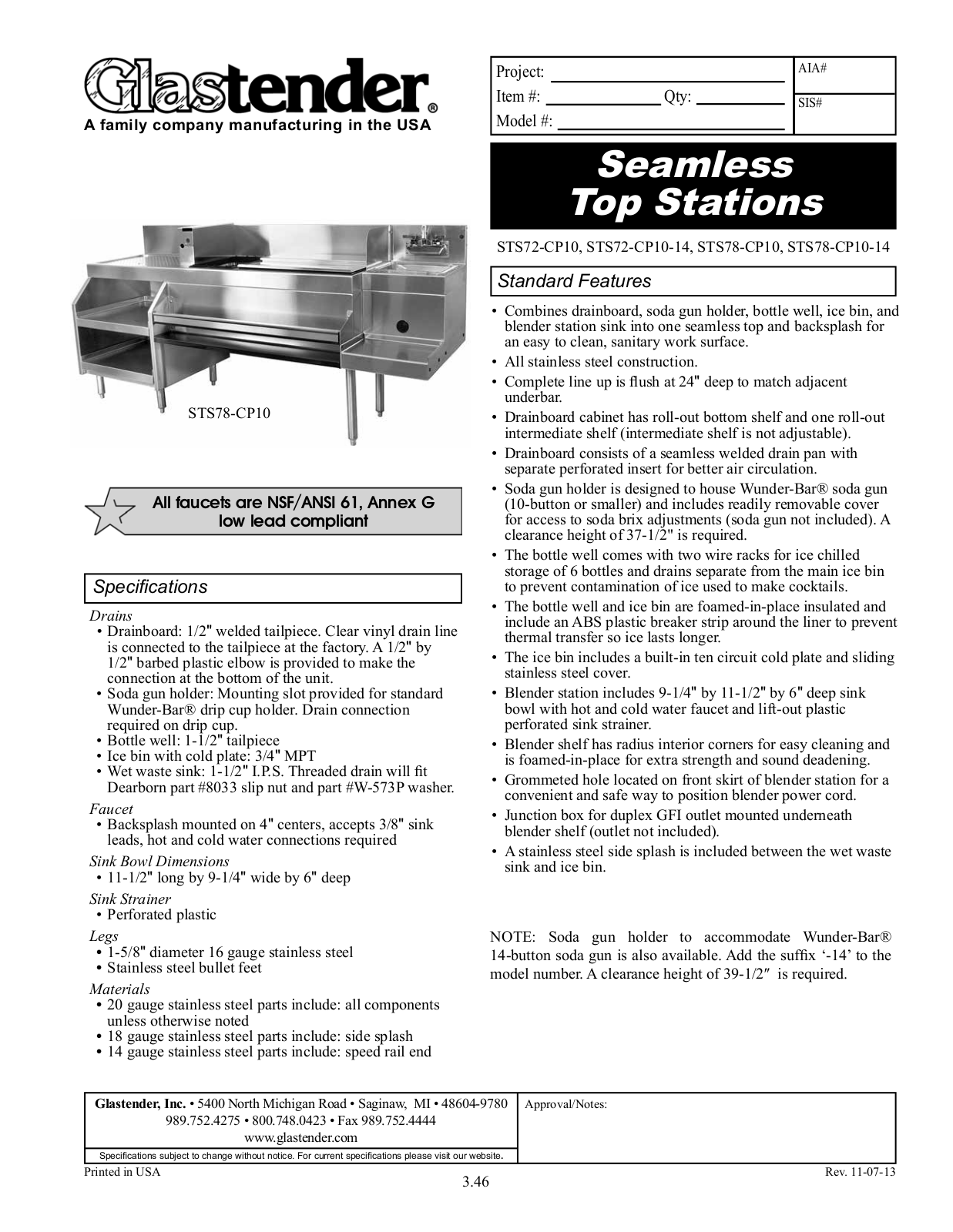 Glastender STS72-CP10 User Manual