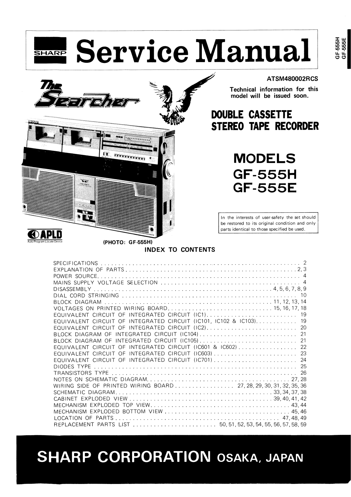 Sharp GF-555-E, GF-555-H Service manual