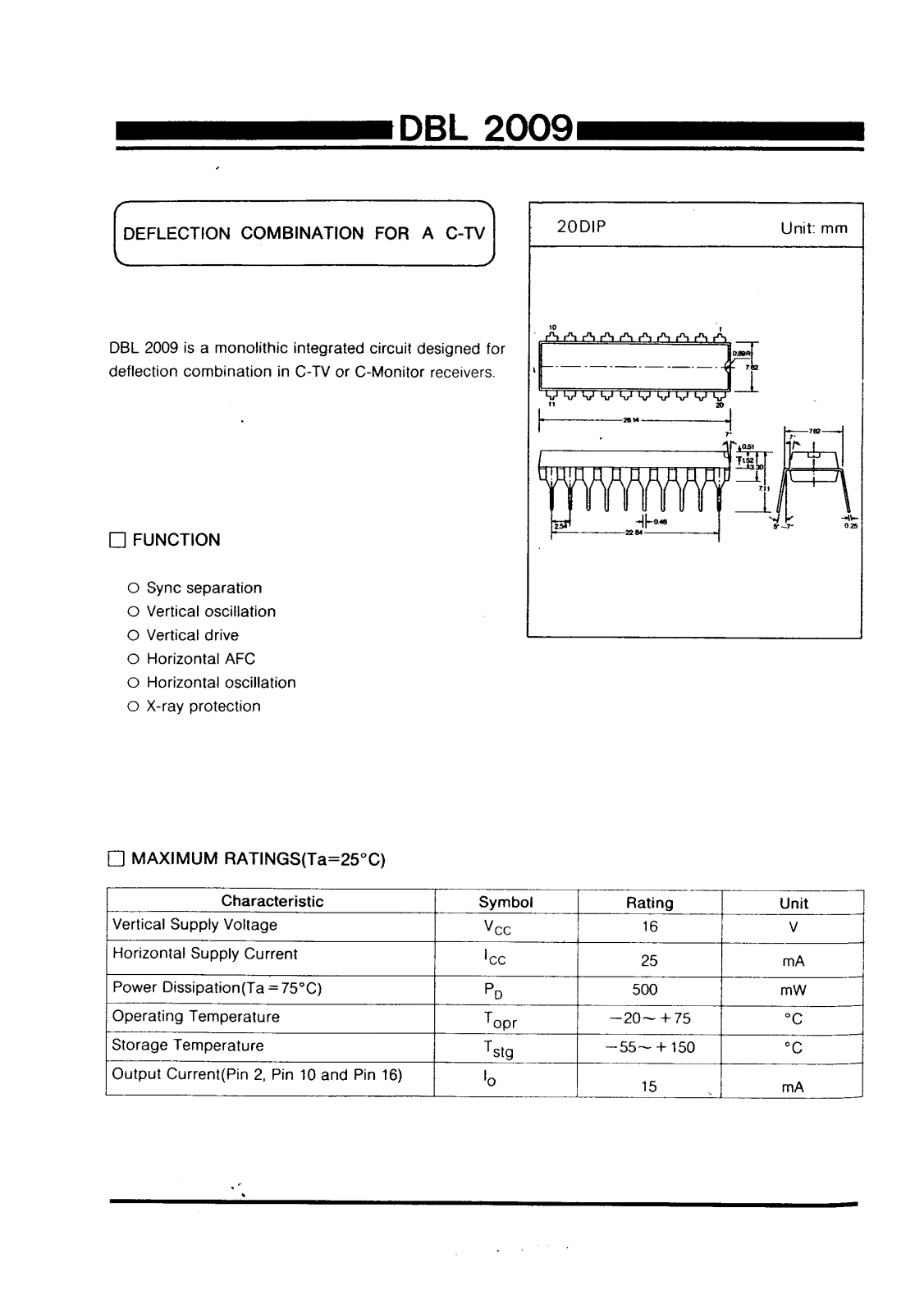 Daewoo Semiconductor DBL2009 Datasheet