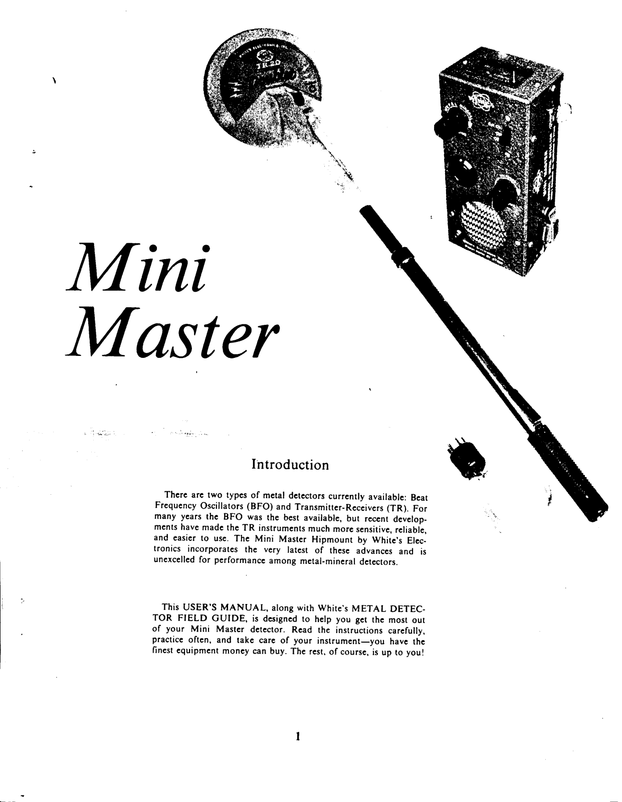 Whites Electronics MINI MASTER User Manual