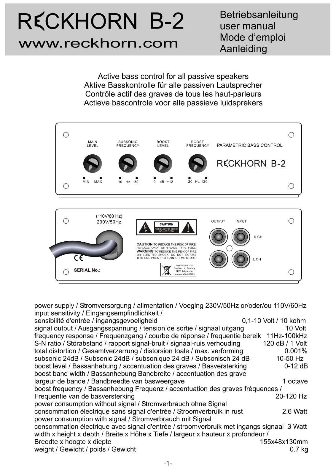 Reckhorn B-2 User Manual