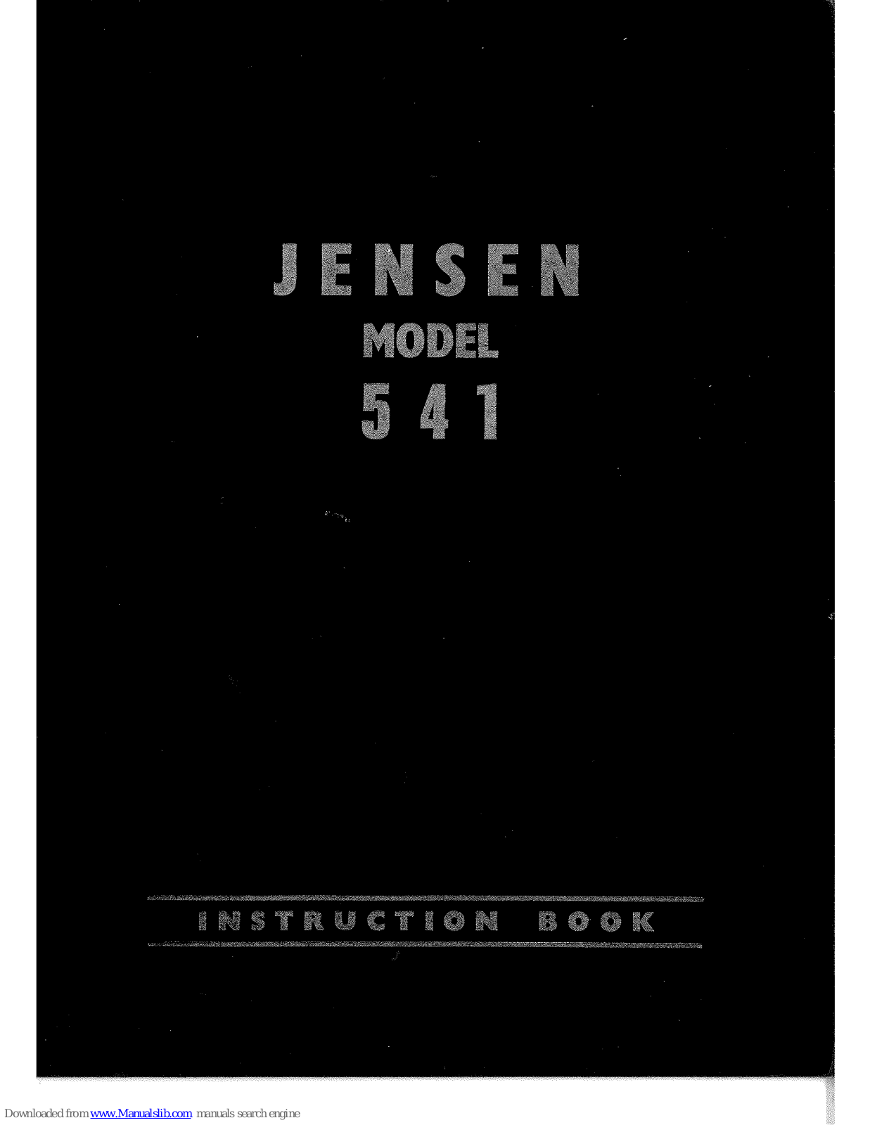 Jensen 541 Instruction Book - ManualMachine.com