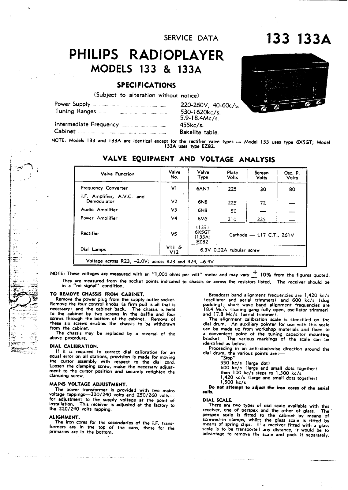 Philips 133, 133a schematic