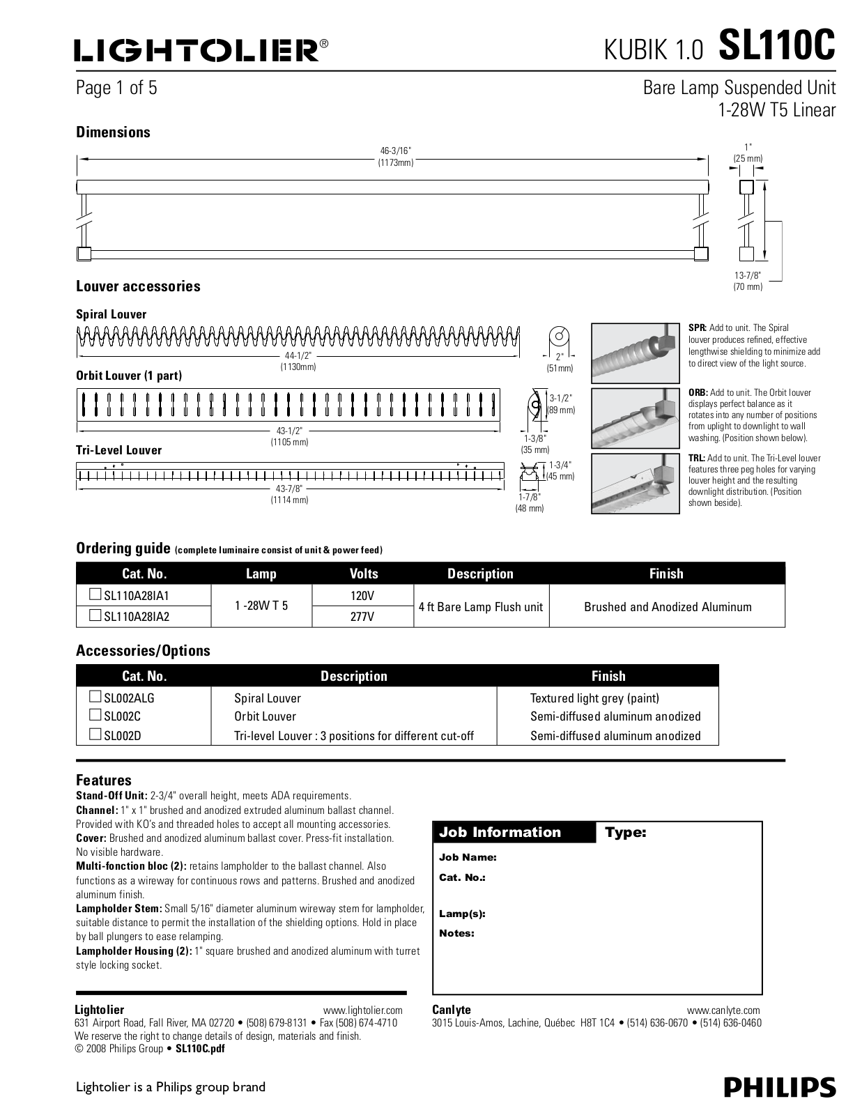 Lightolier SL110C User Manual