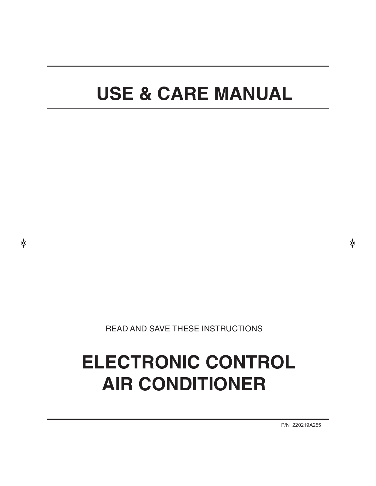 Frigidaire 220219A255 User Manual