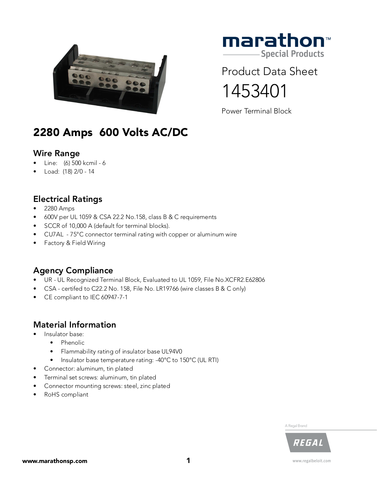 Marathon Special Products 1453401 Data Sheet