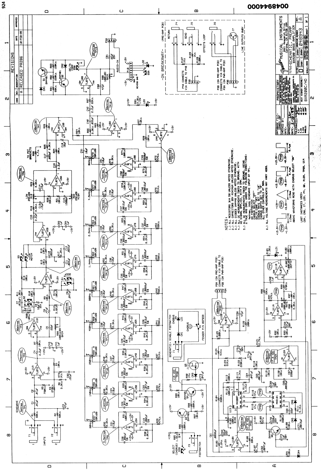 Fender BXR-200 Schematic