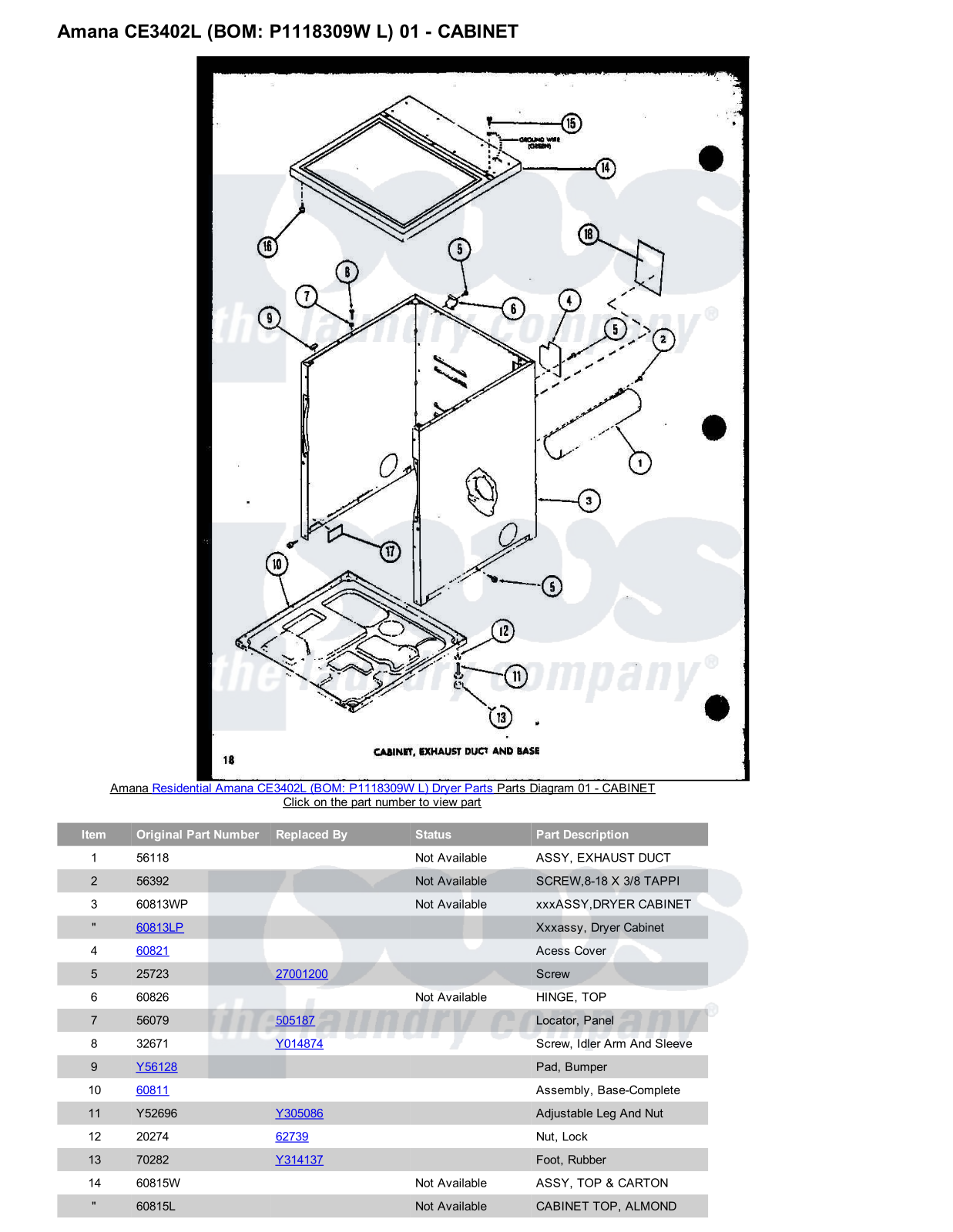 Amana CE3402L Parts Diagram