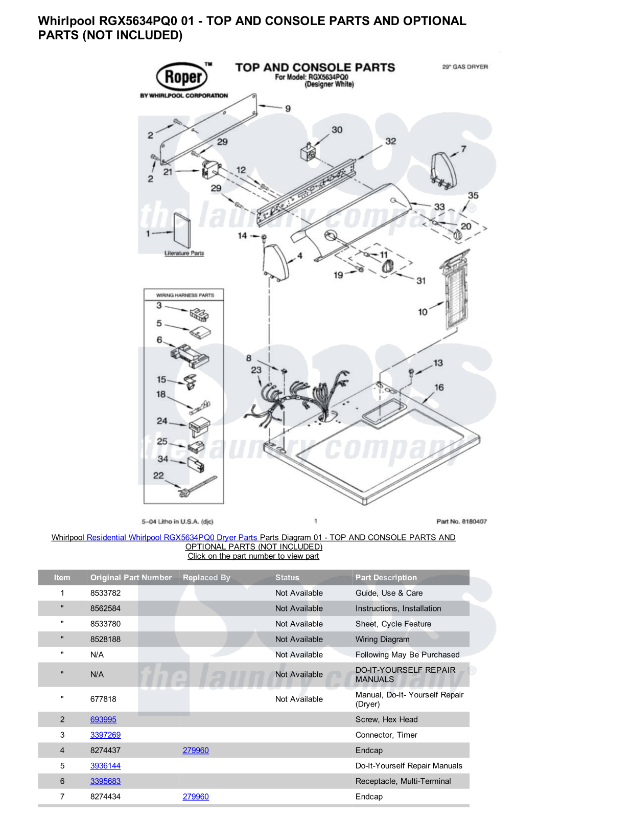 Whirlpool RGX5634PQ0 Parts Diagram