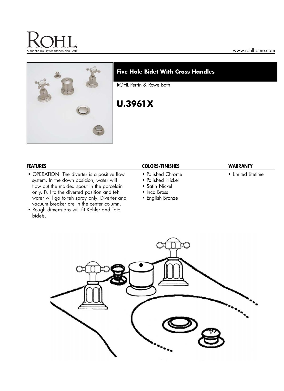 Rohl U3961XAPC User Manual