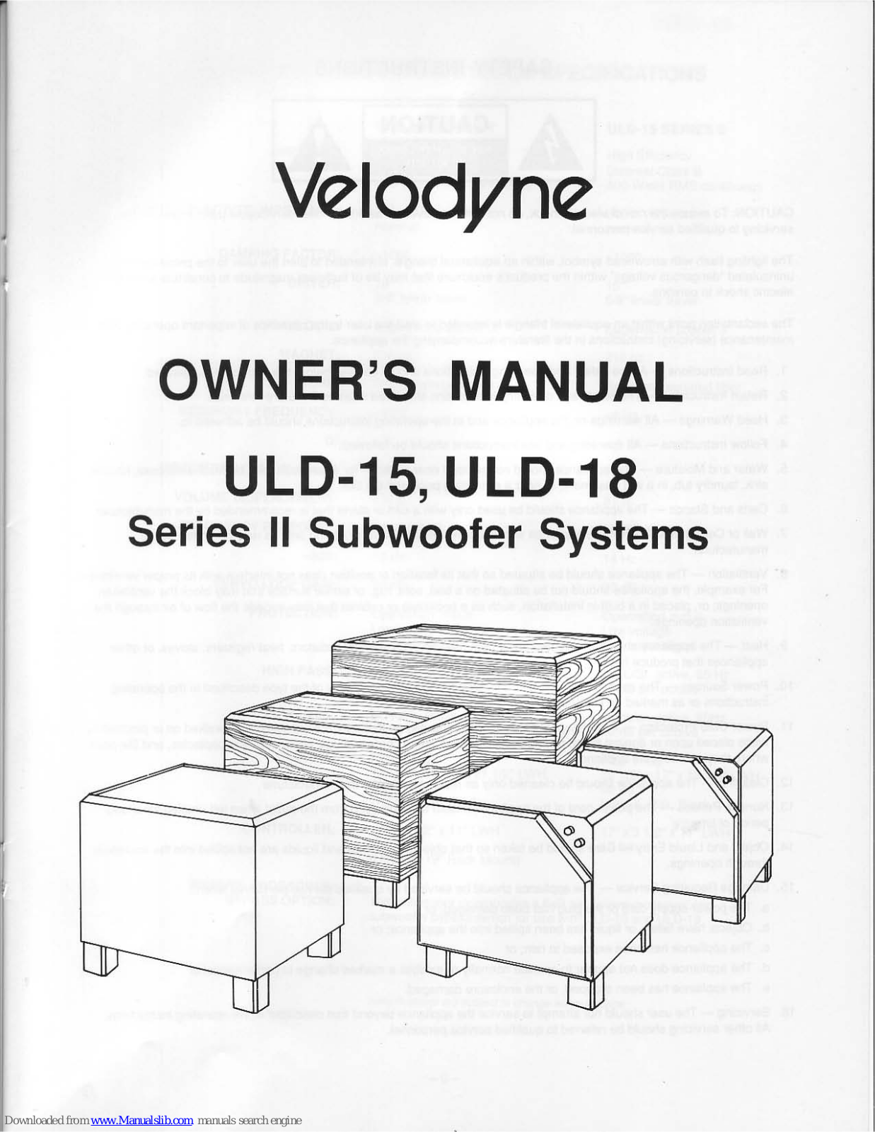 Velodyne ULD-18 Owner's Manual