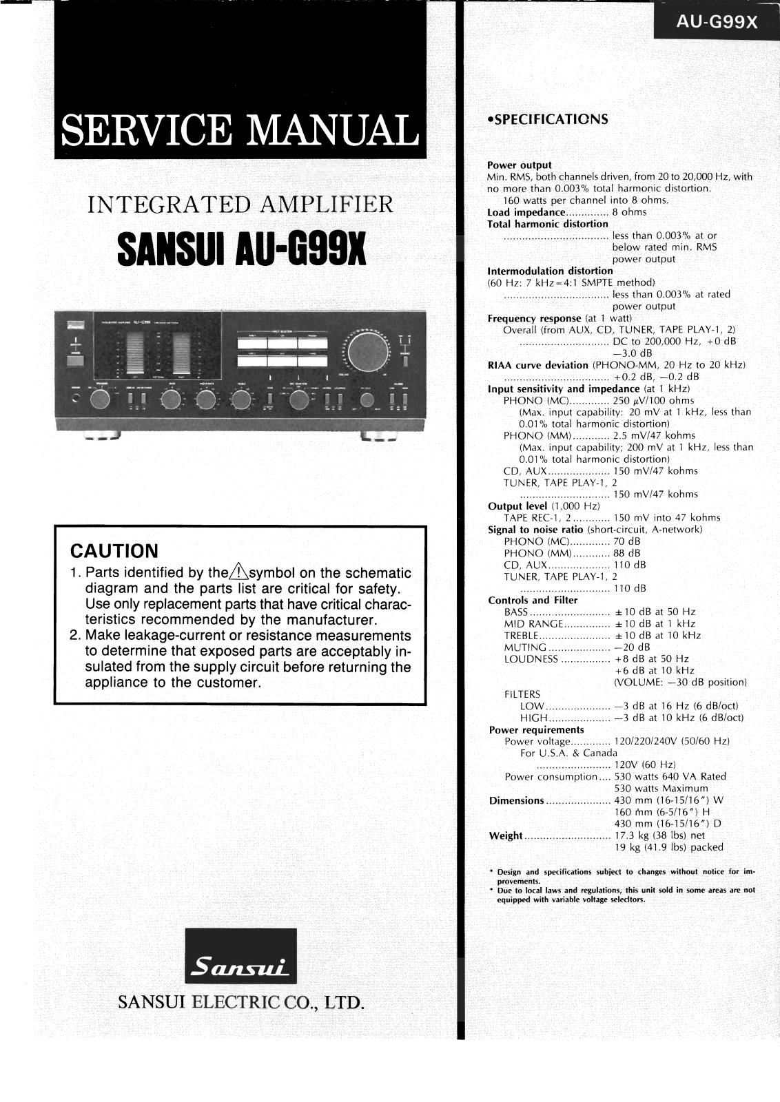 Sansui AU-G99-X Service Manual