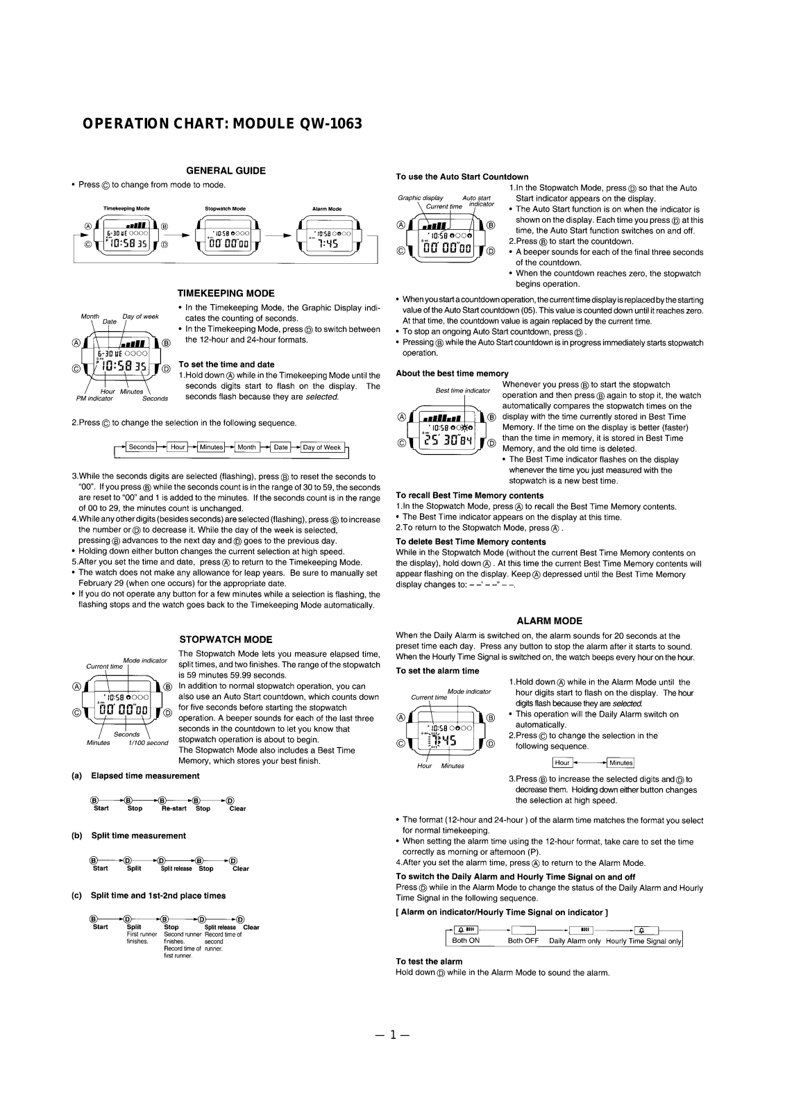 Casio 1063 Owner's Manual