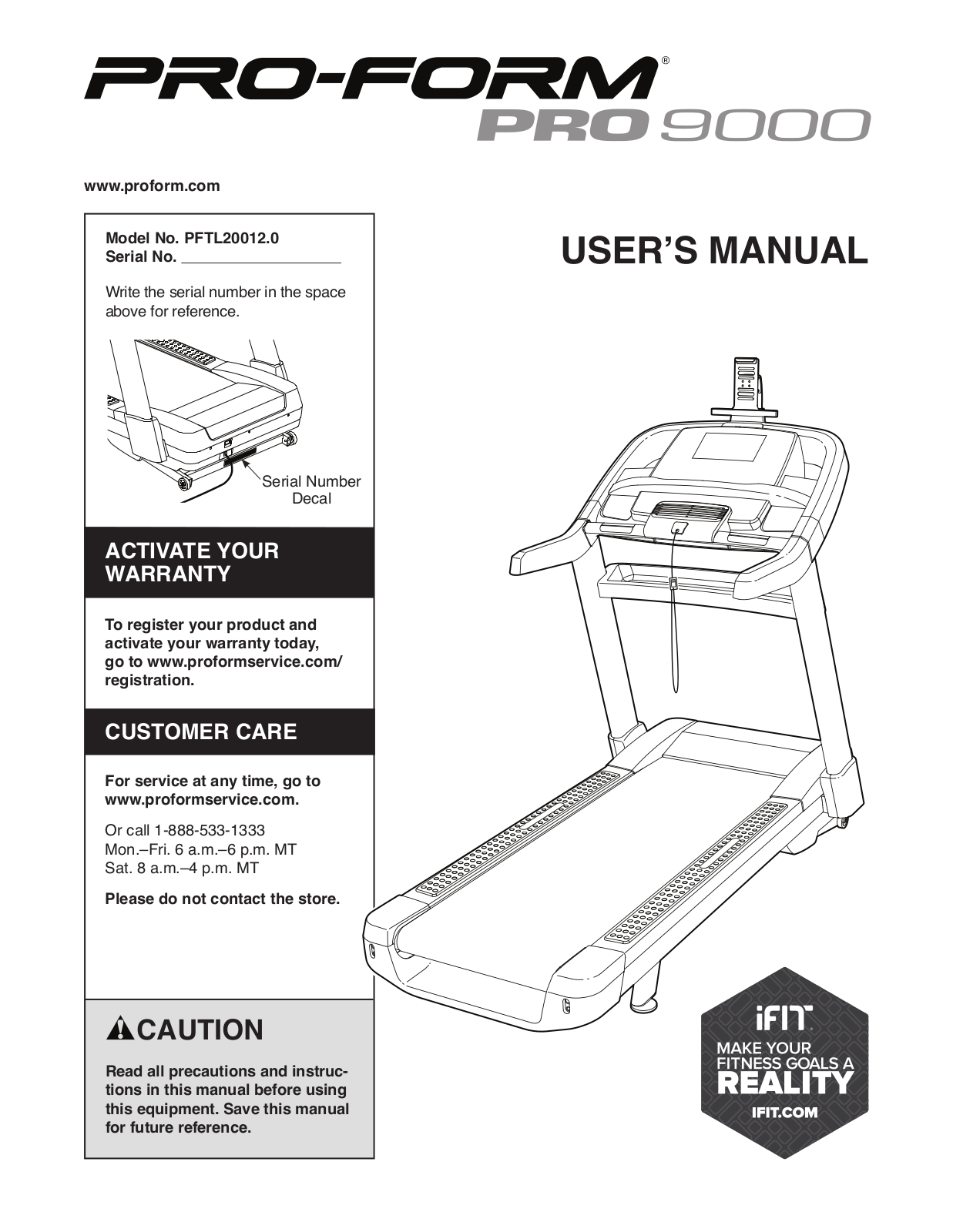 Pro-Form PFTL20012 User Manual