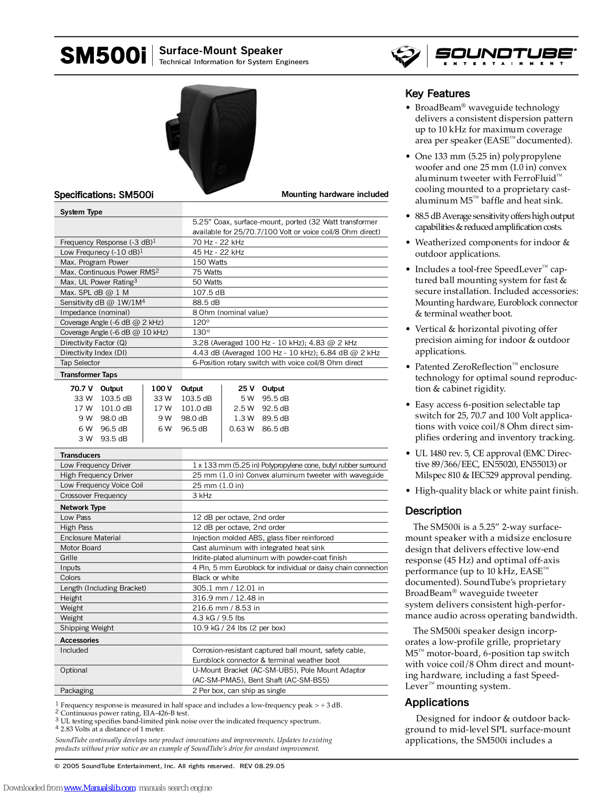 SoundTube SM500i Technical Information