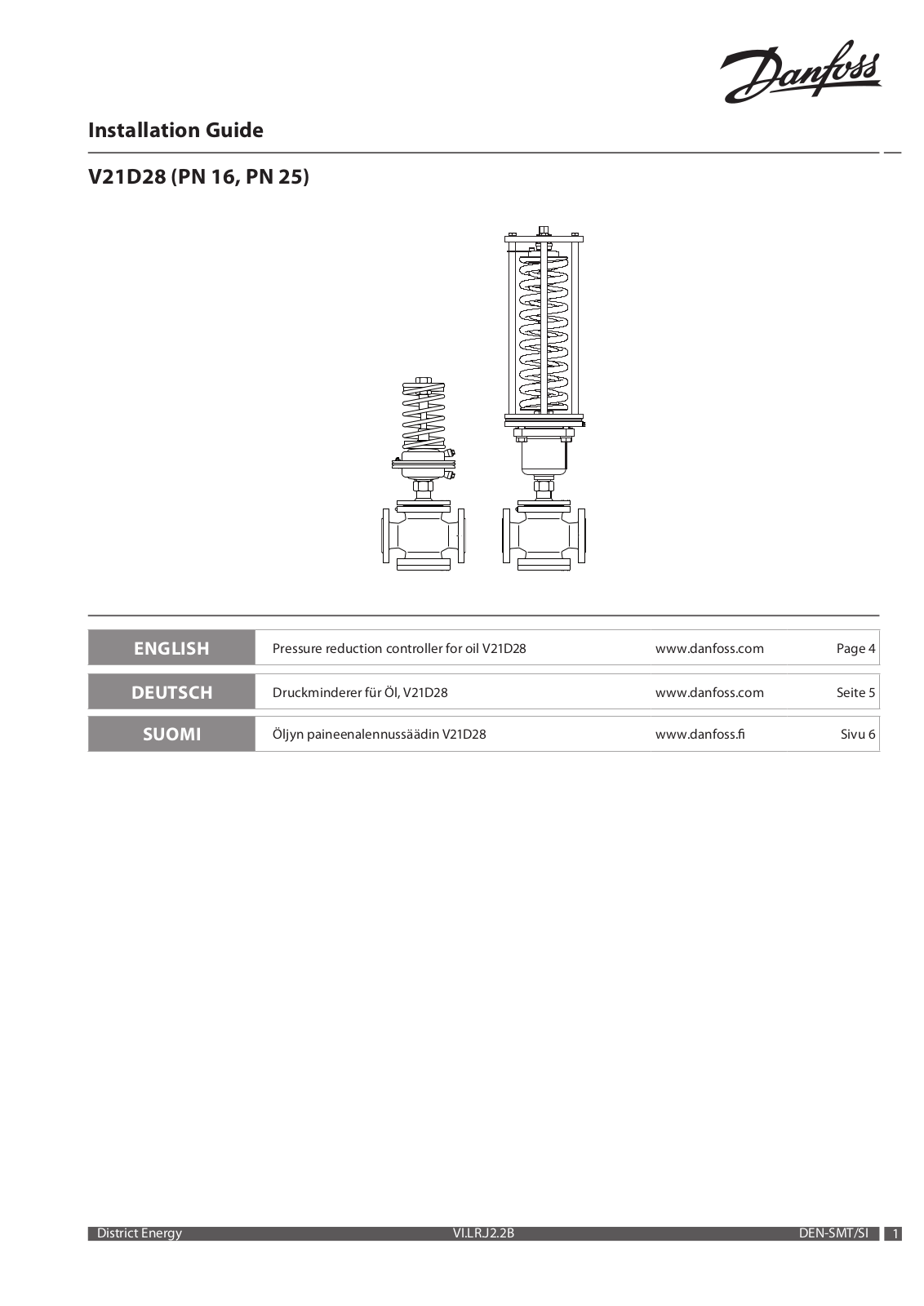 Danfoss V21D28 Operating guide