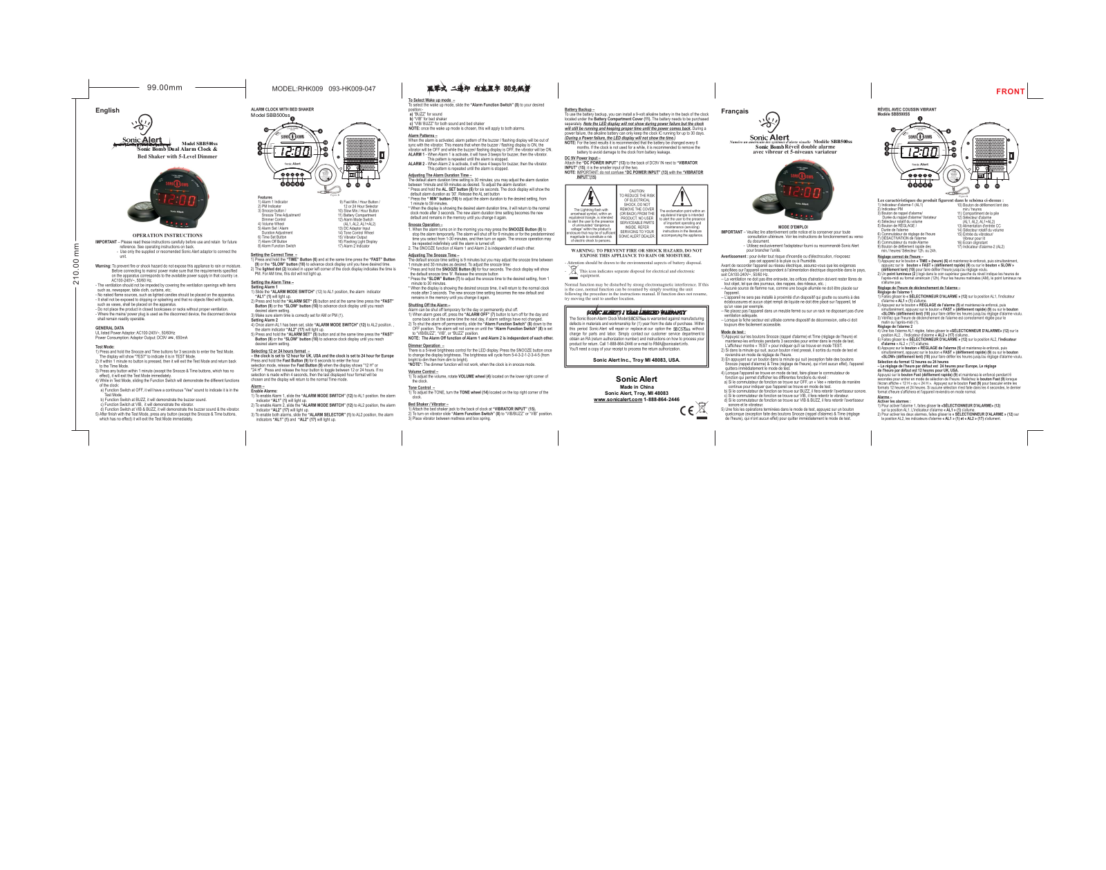 Geemarc Sonic Bomb SBB500SS operation manual