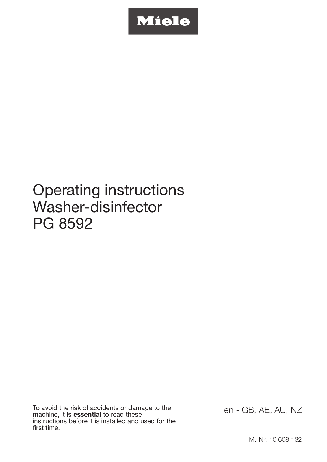 Miele PG 8592 Operating instructions