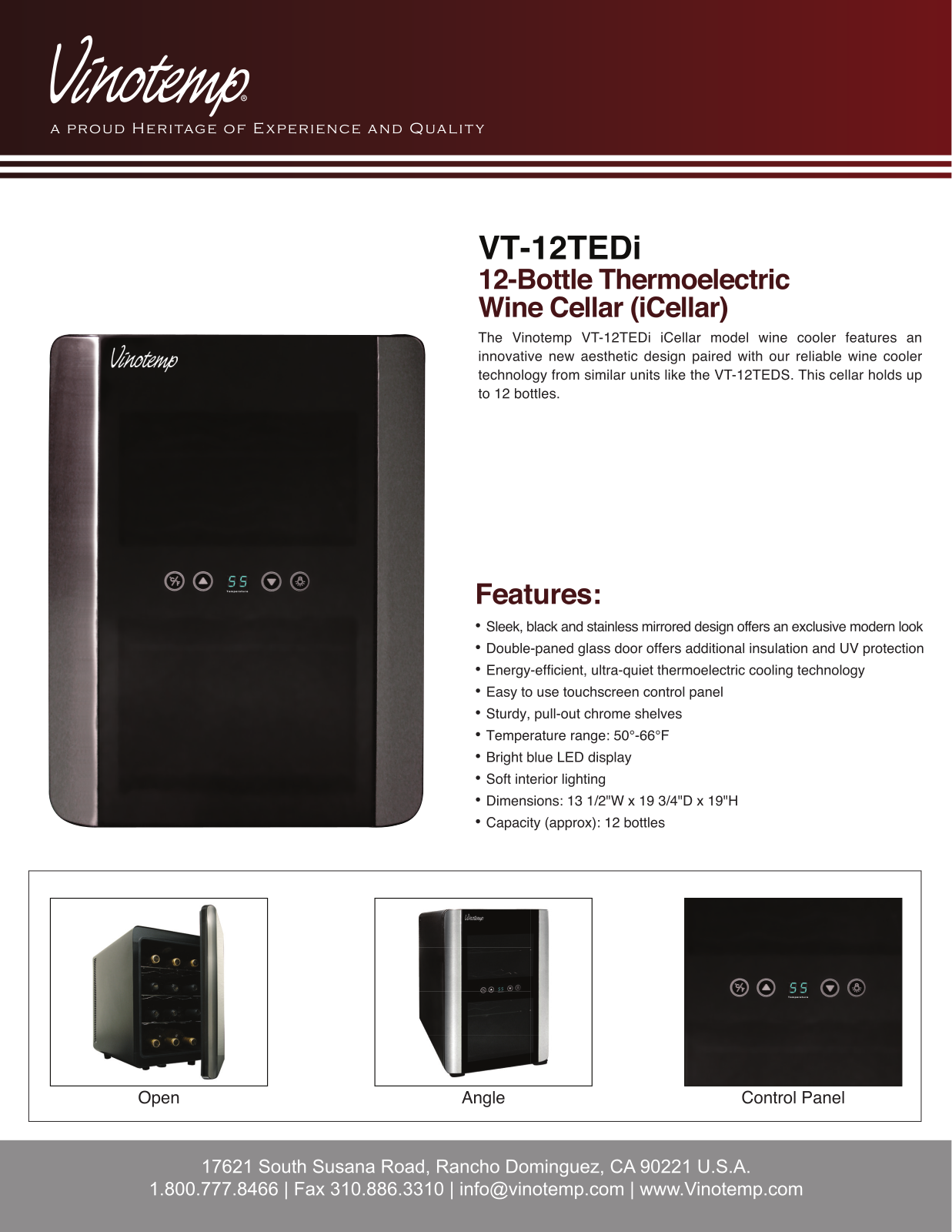 Vinotemp VT12TEDi Instruction Manual